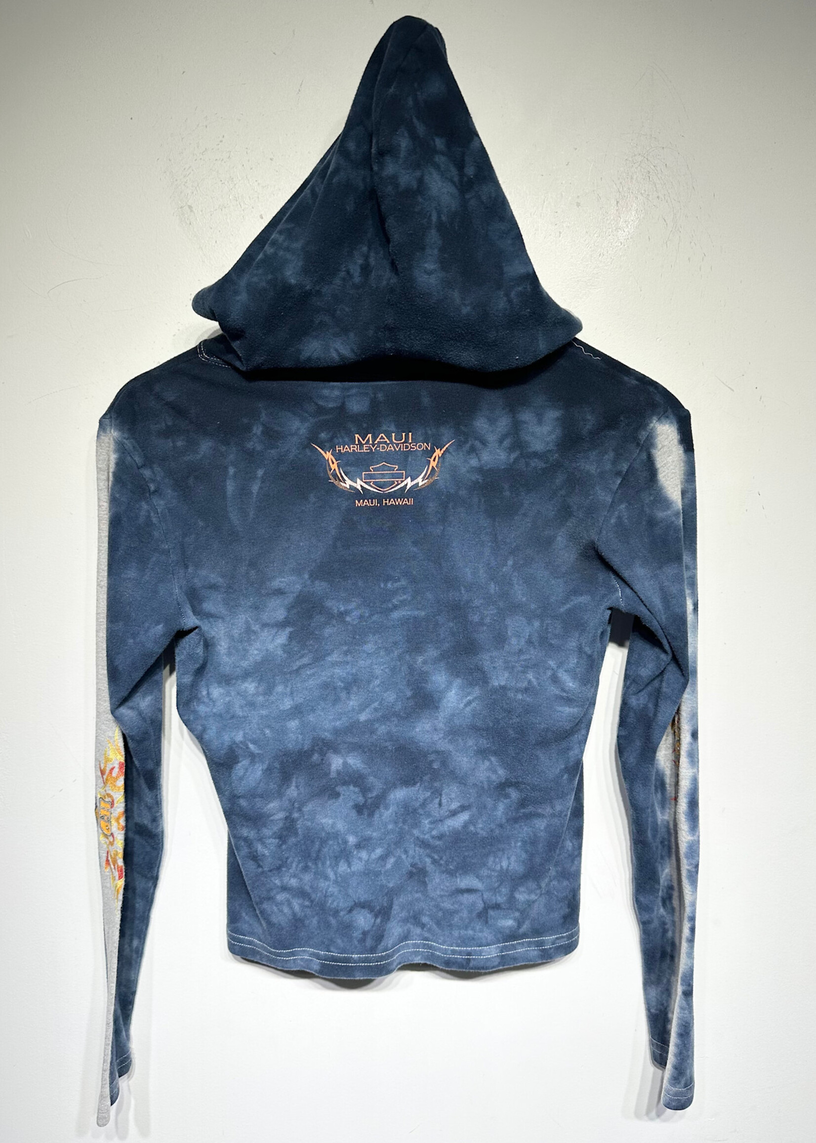 Harley Blue Tie Dye Bedazzle Hoodie Fem M