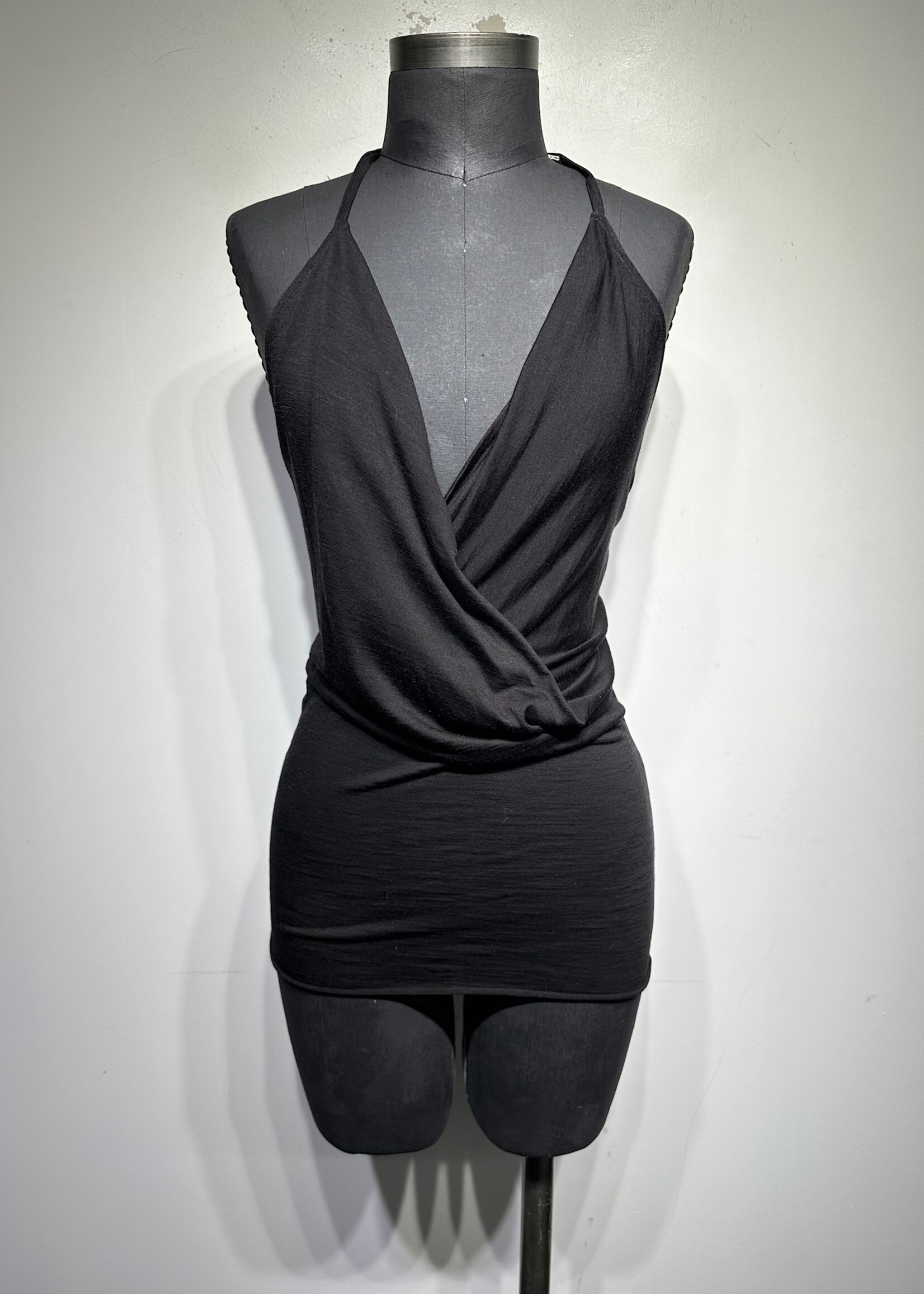 Rick Owens Tower Black Wool Draped Top