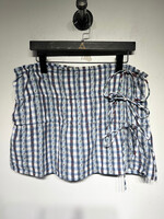 Damson Madder Blue Checkered Rose Pattern Skirt Fem 36