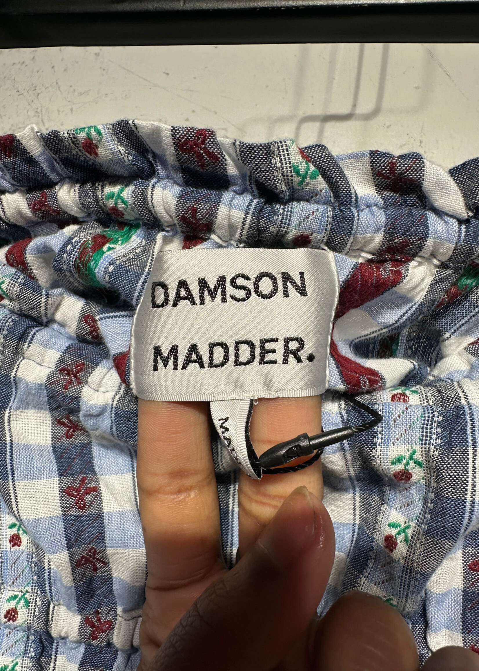 Damson Madder Blue Checkered Rose Pattern Skirt Fem 36