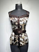 Bebe NWT Brown Pasley Belted Halter S Fem