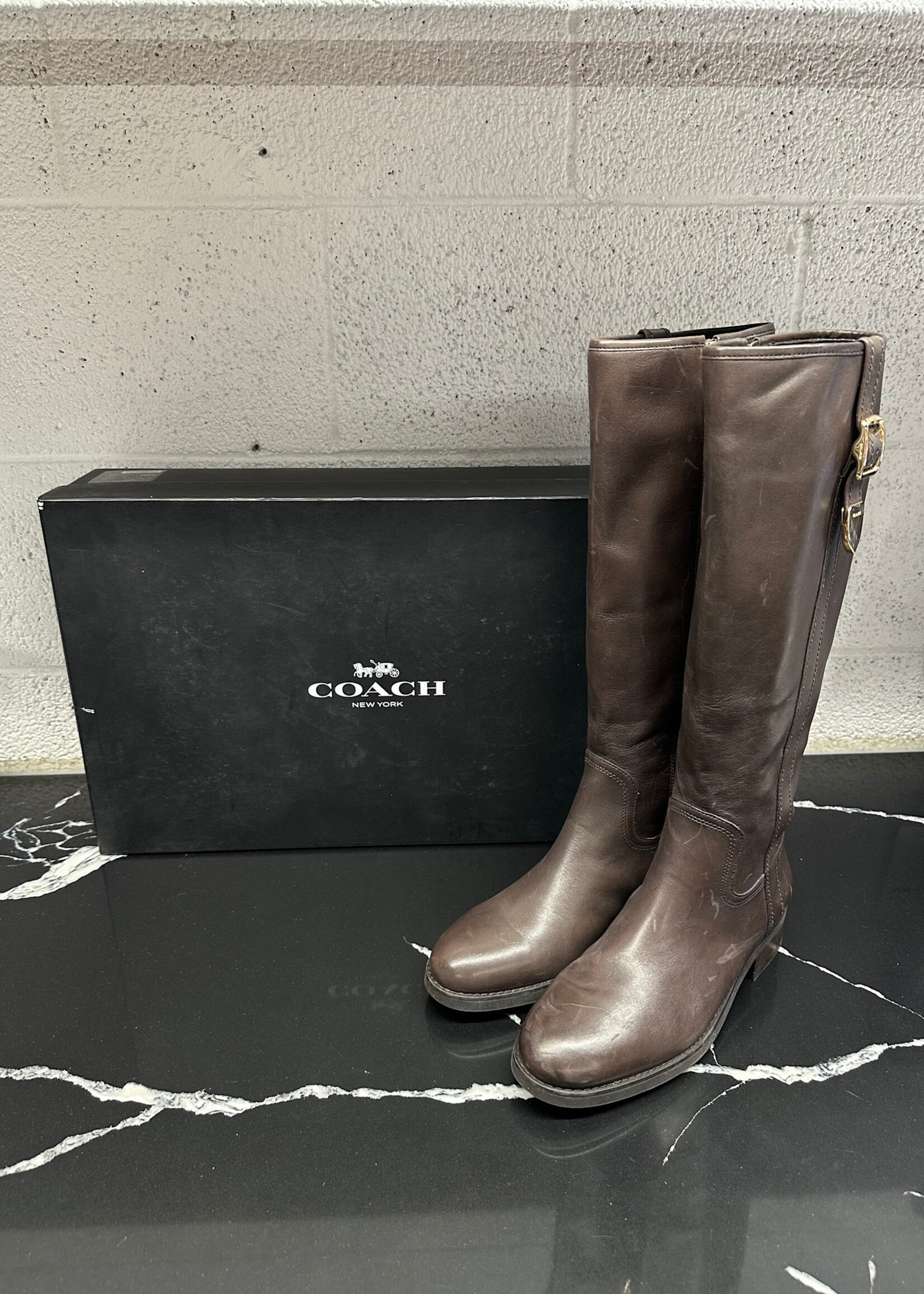 Coach Brown Leather Riding Boots Fem 7.5