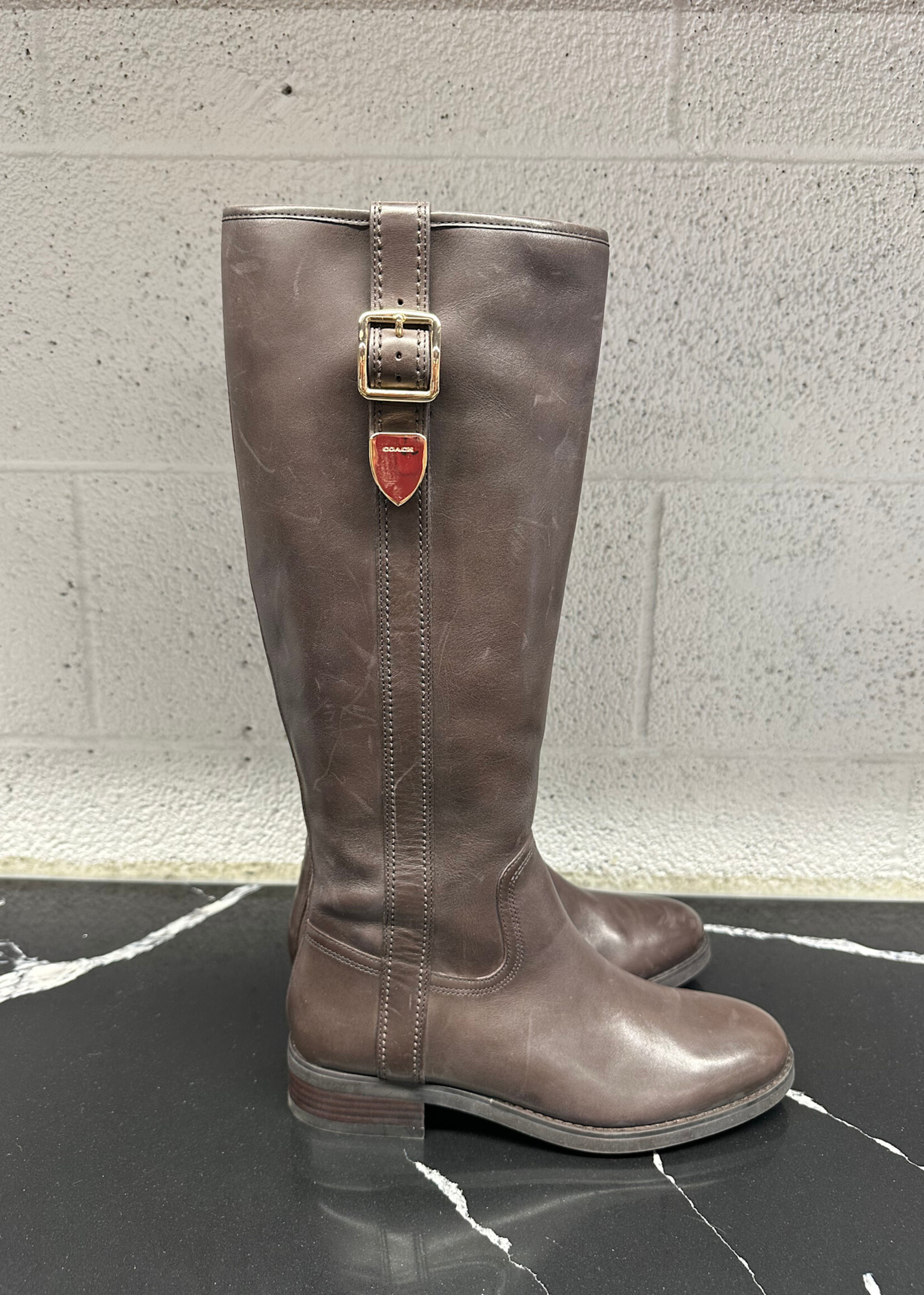 Coach Brown Leather Riding Boots Fem 7.5