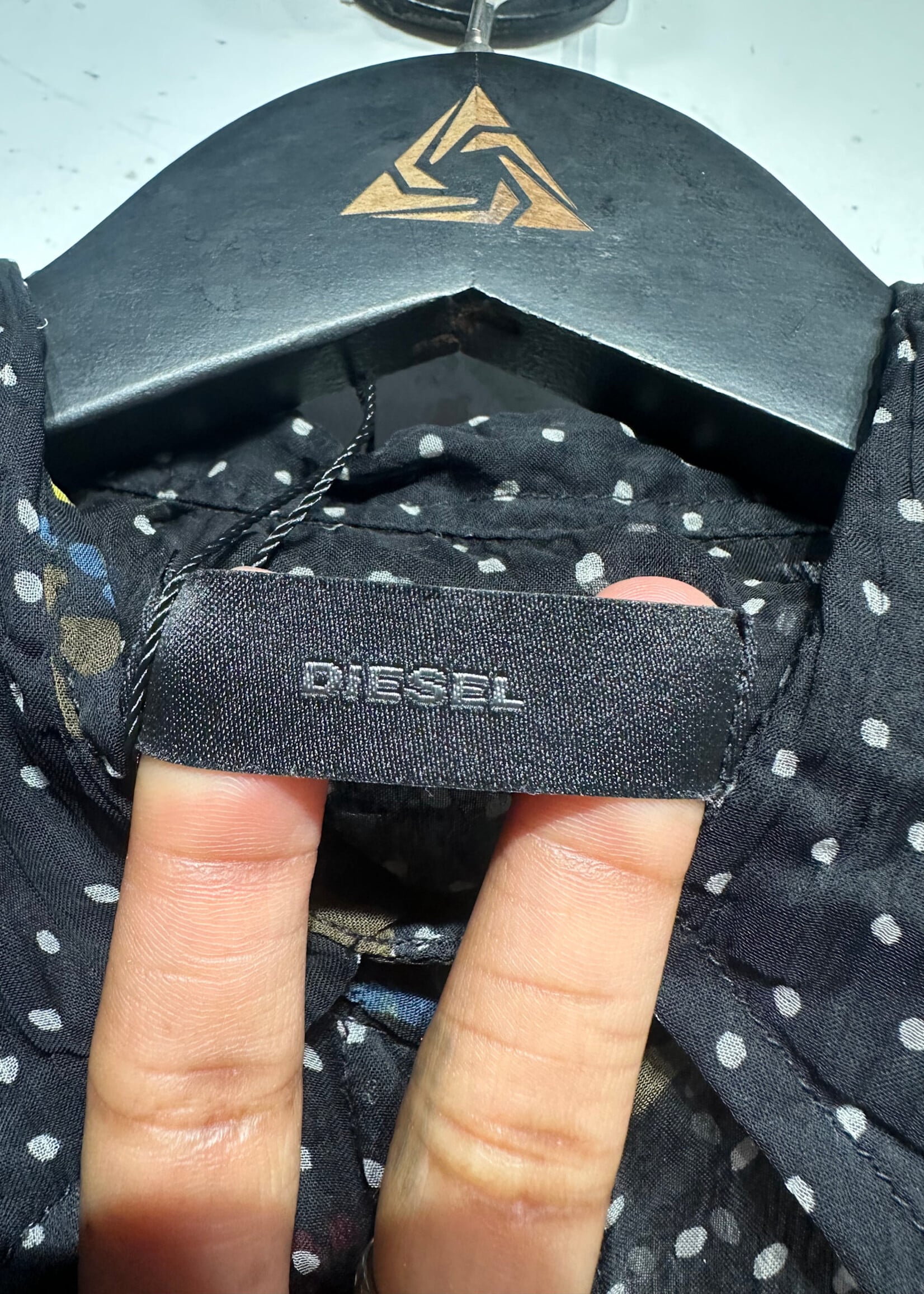 Diesel Black Polka Dot Floral Sheet Blouse Fem S