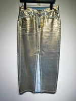 Levis Metallic Gold Maxi Slit Denim Skirt 27