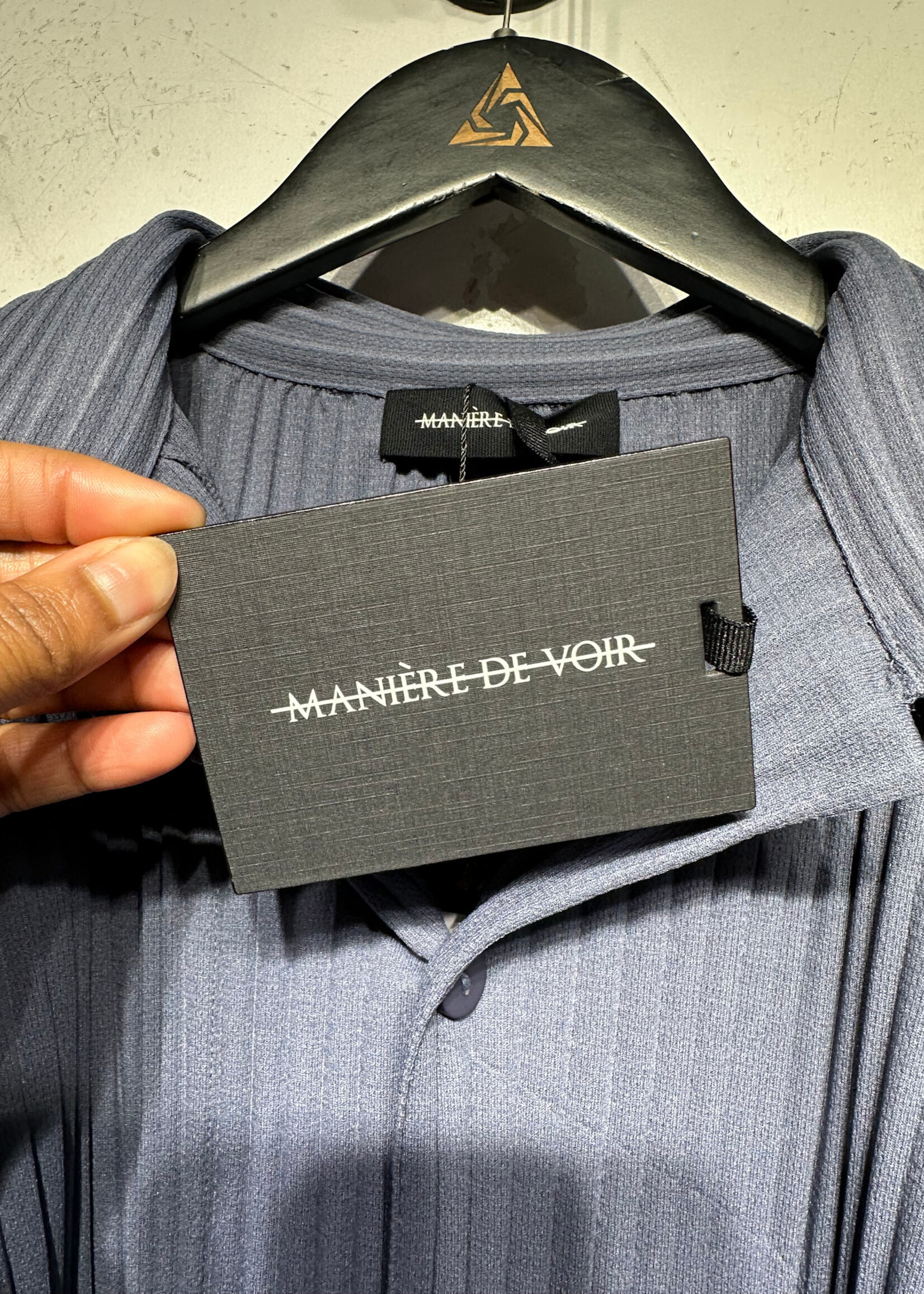 Mainere De Vior NWT Pleated Dusty Blue BU SL M/L Masc