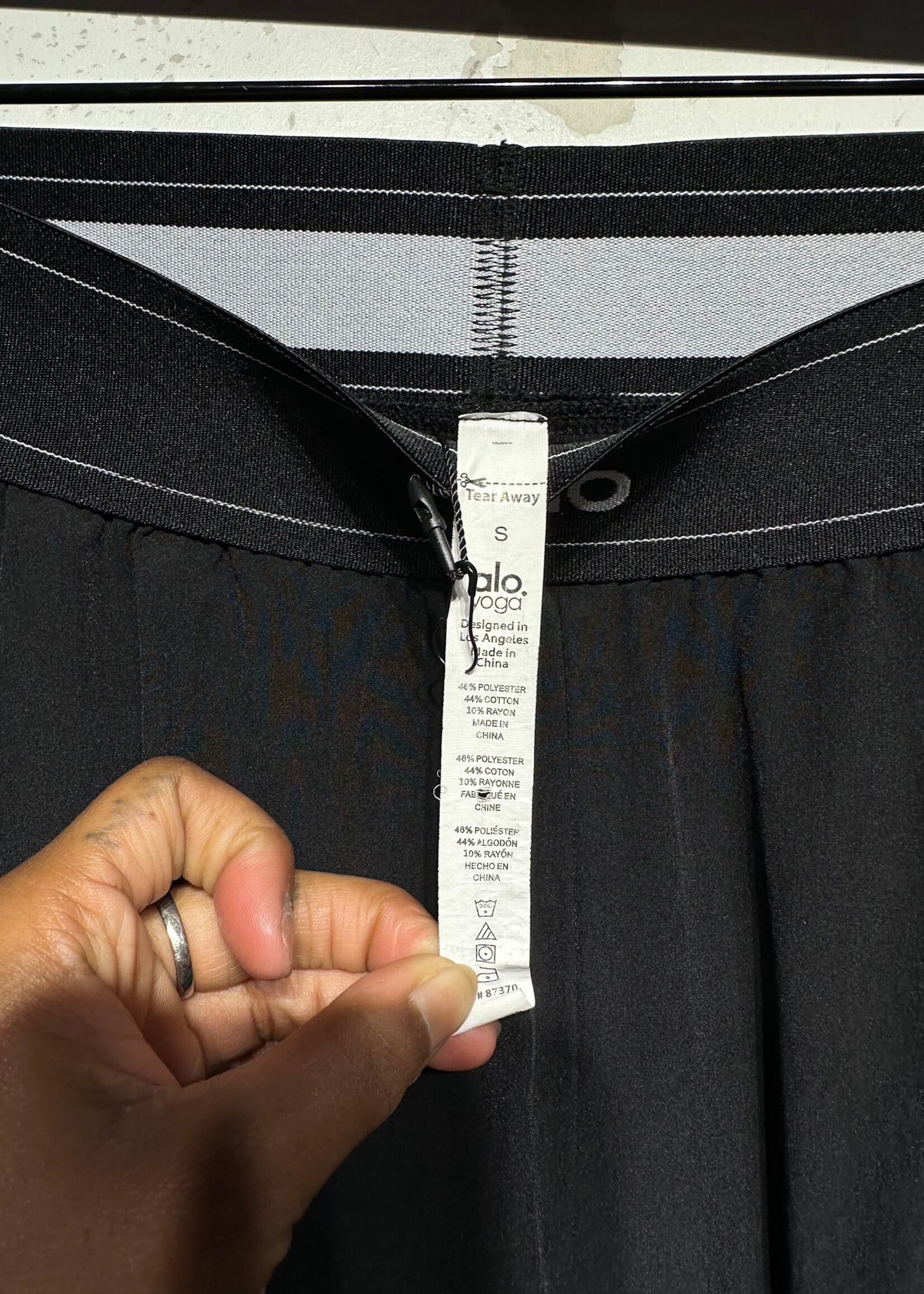 ALO Black Stretch Logo Wide Leg Pant S