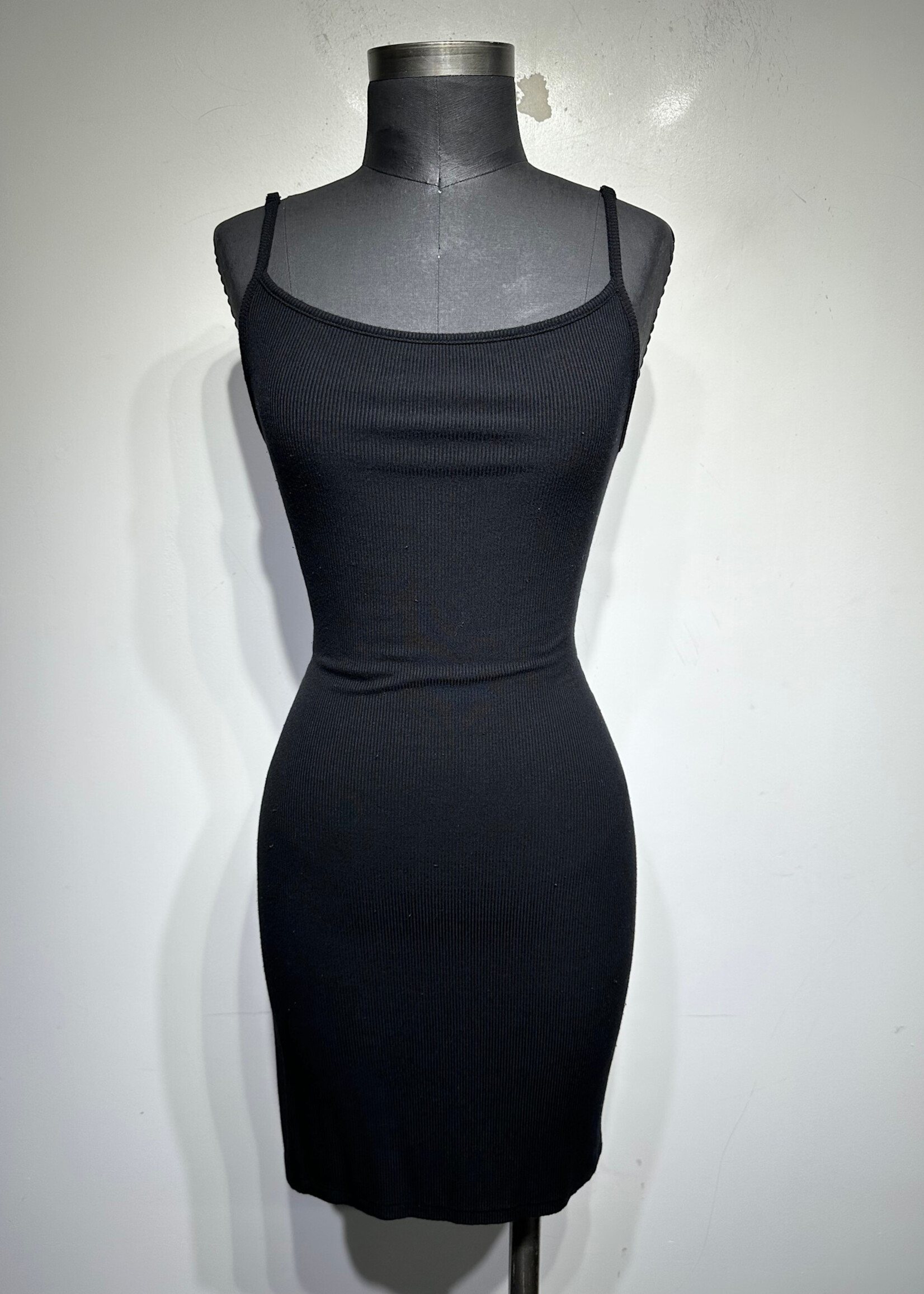 Skims Ribbed Bodycon Black Strap Dress M