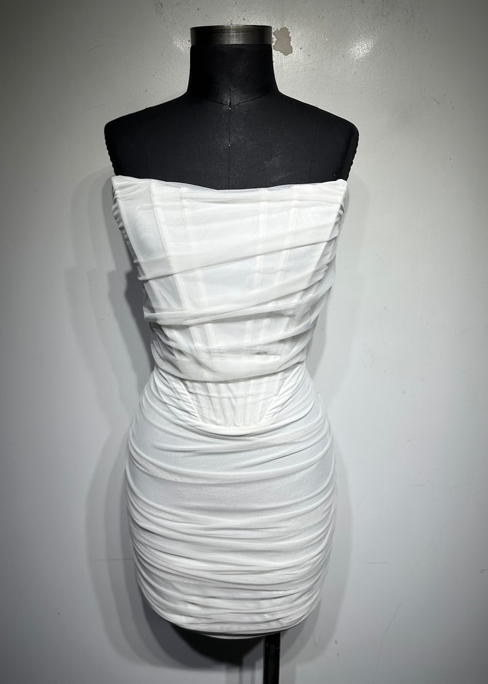 Superdown White Mesh Detail Corset Dress M