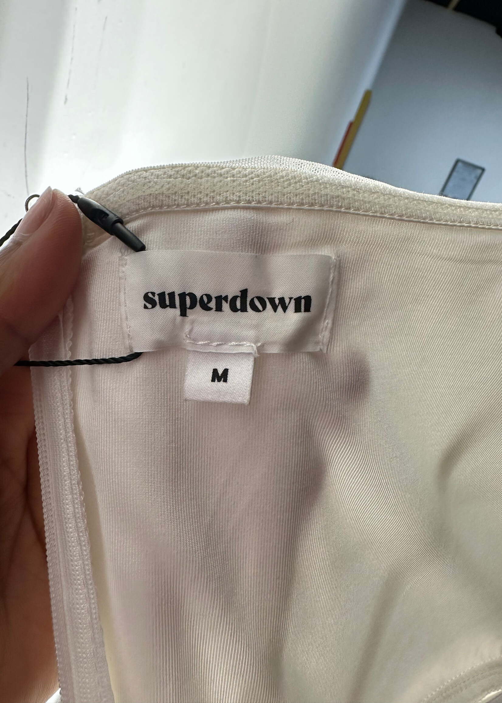 Superdown White Mesh Detail Corset Dress M
