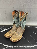 Dan Post Boots Floral Stitch Teal Detail 9