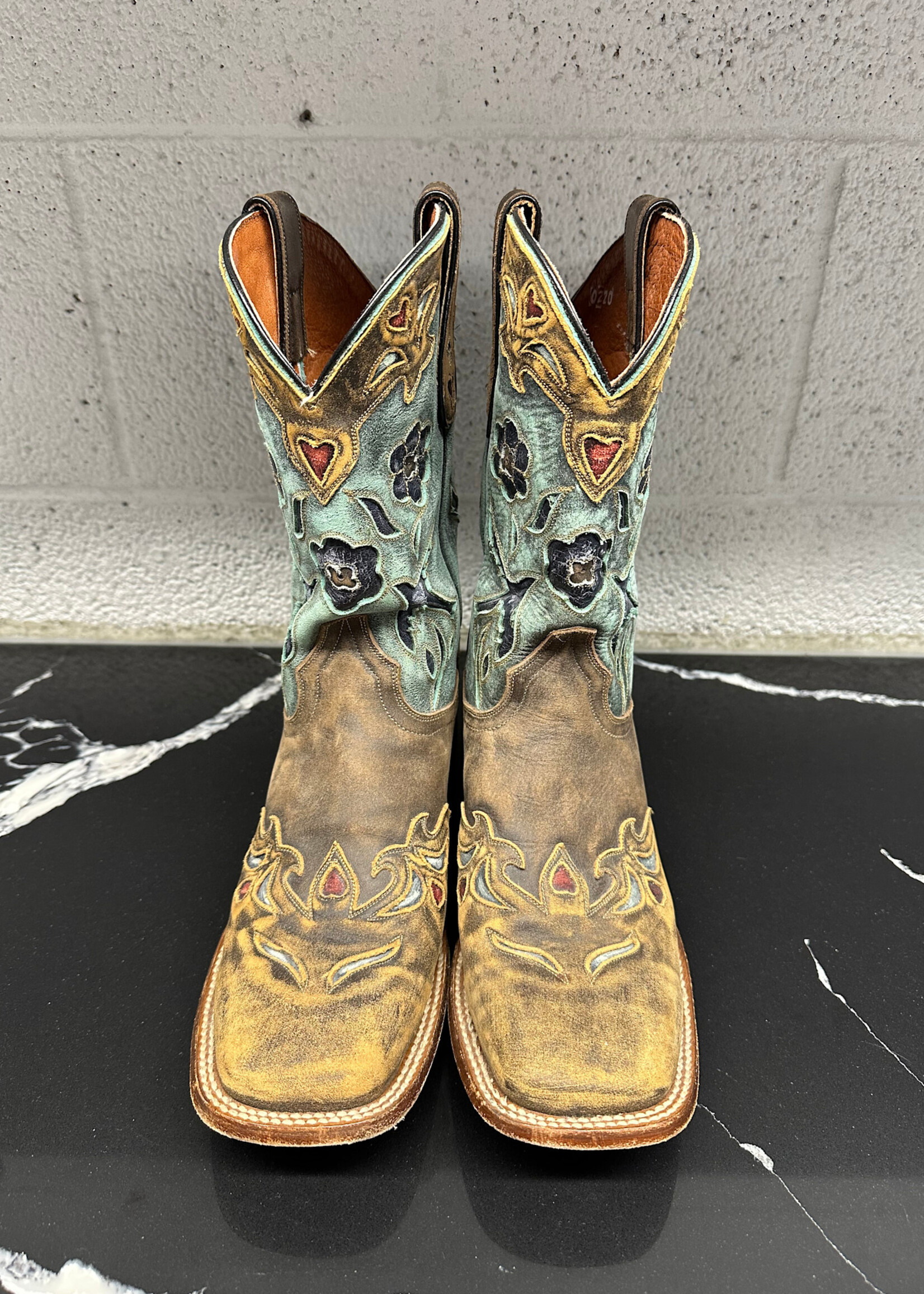 Dan Post Boots Floral Stitch Teal Detail 9