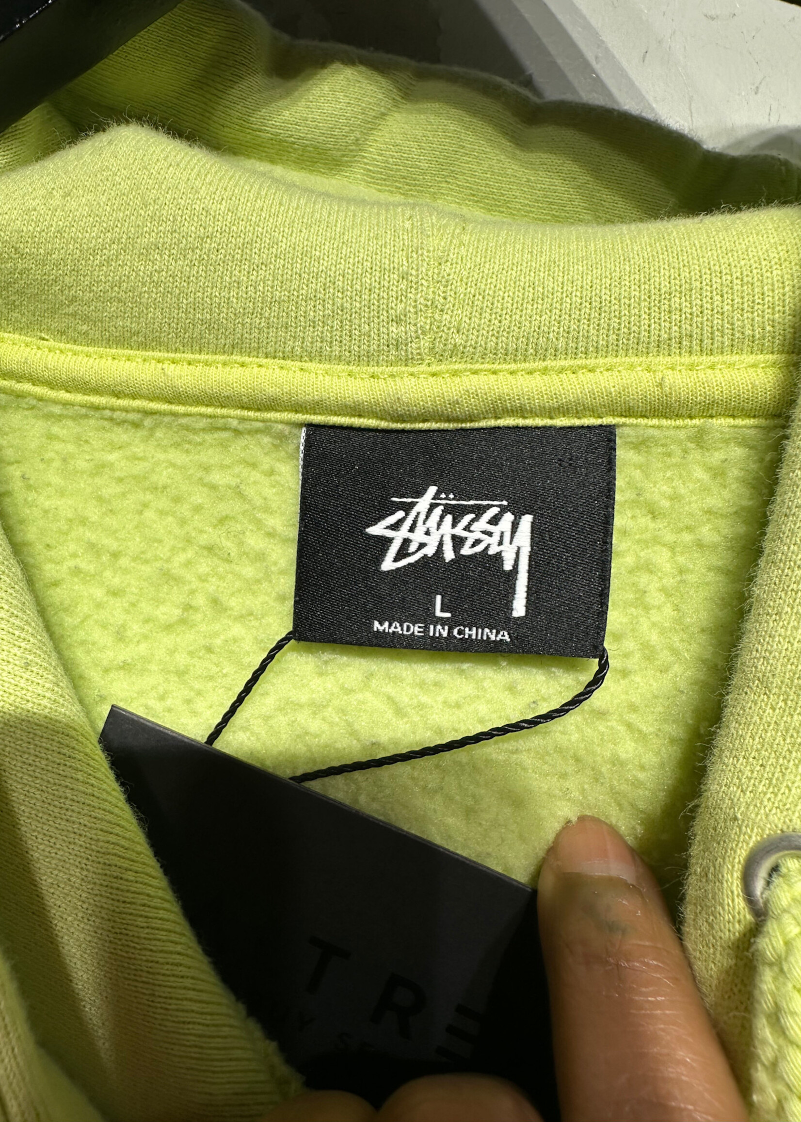 Stussy Green Painted Flower Graphic Hoodie L AS IS