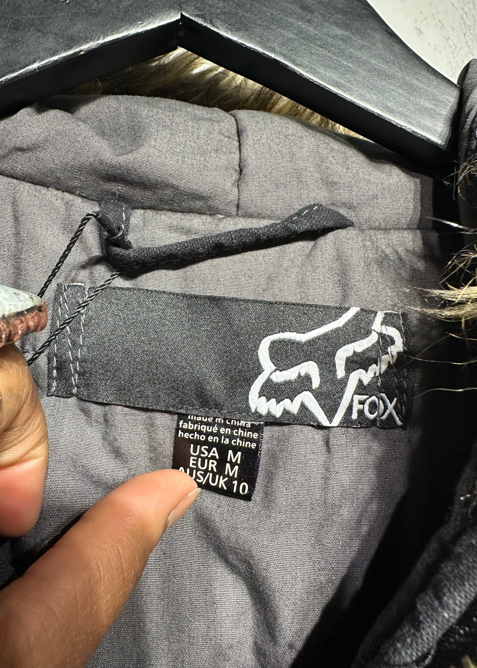 Fox Black Fur Trim Bomber Jacket Fem M