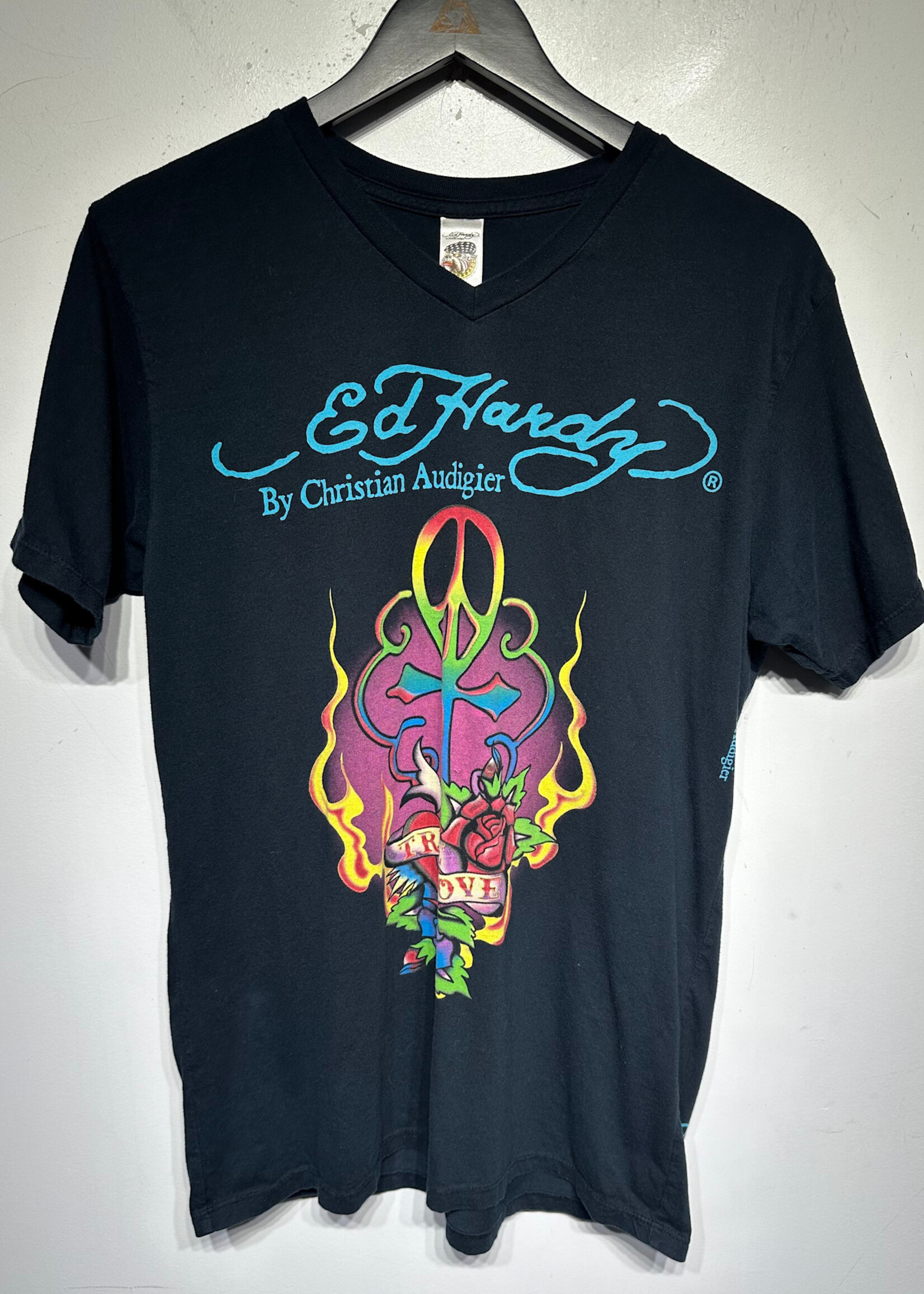 Y2K Ed Hardy True Love Black tee Masc L