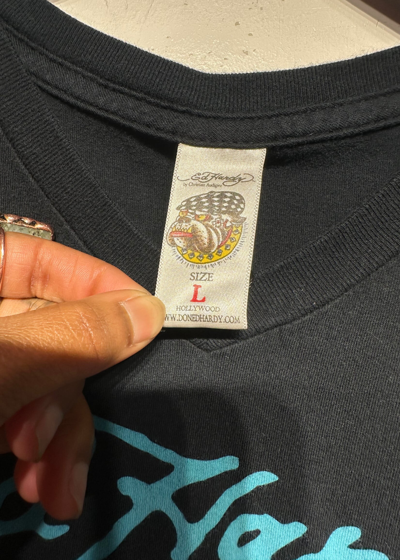 Y2K Ed Hardy True Love Black tee Masc L