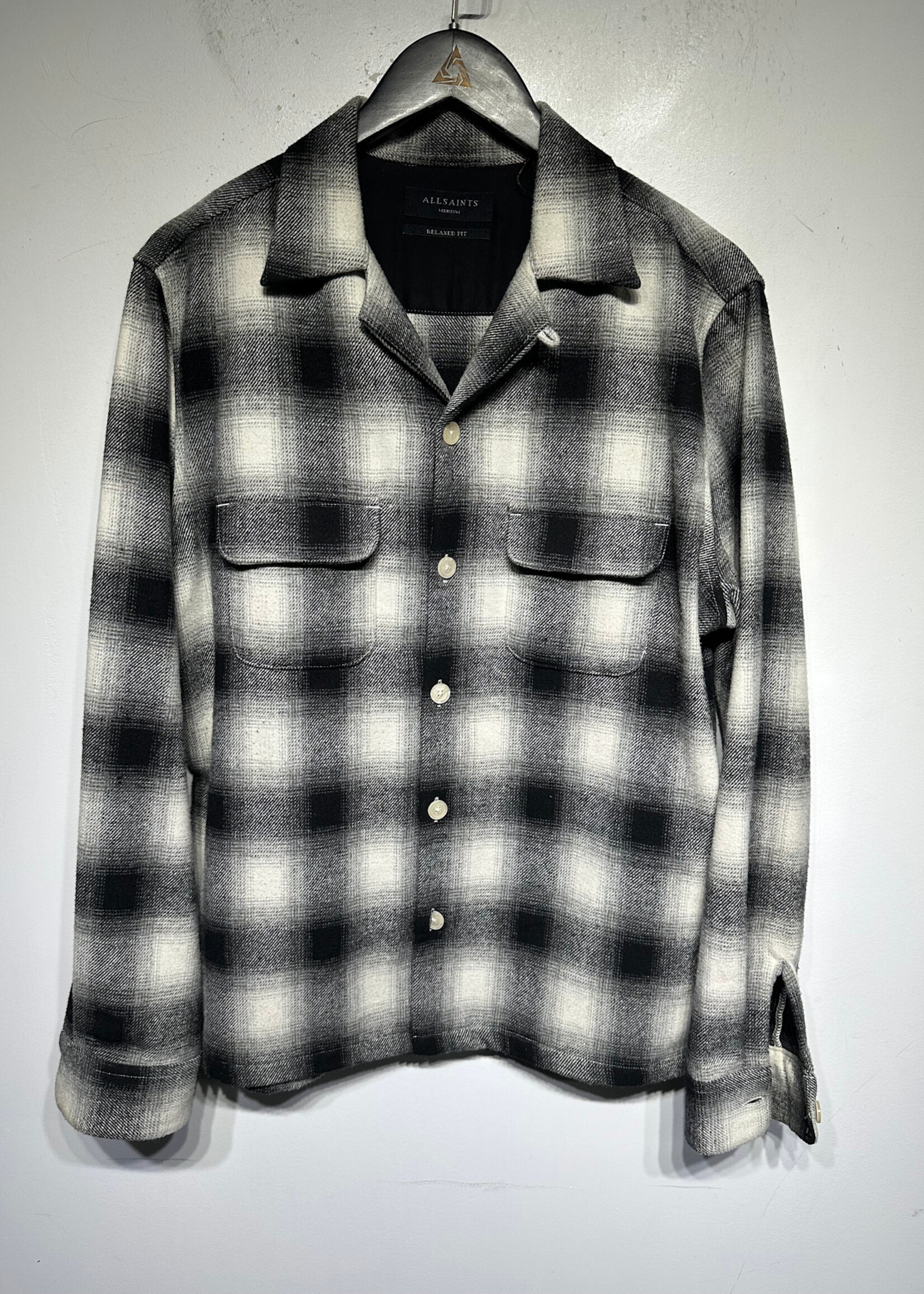 Allsaints White Black Buffalo Check Shirt Masc M