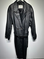 Lattitude Black Leather Trench Coat Masc XL