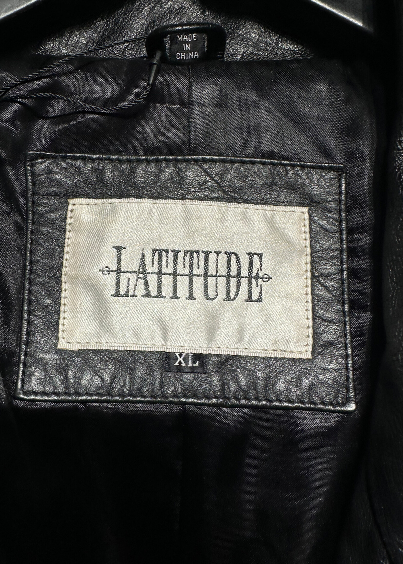Lattitude Black Leather Trench Coat Masc XL