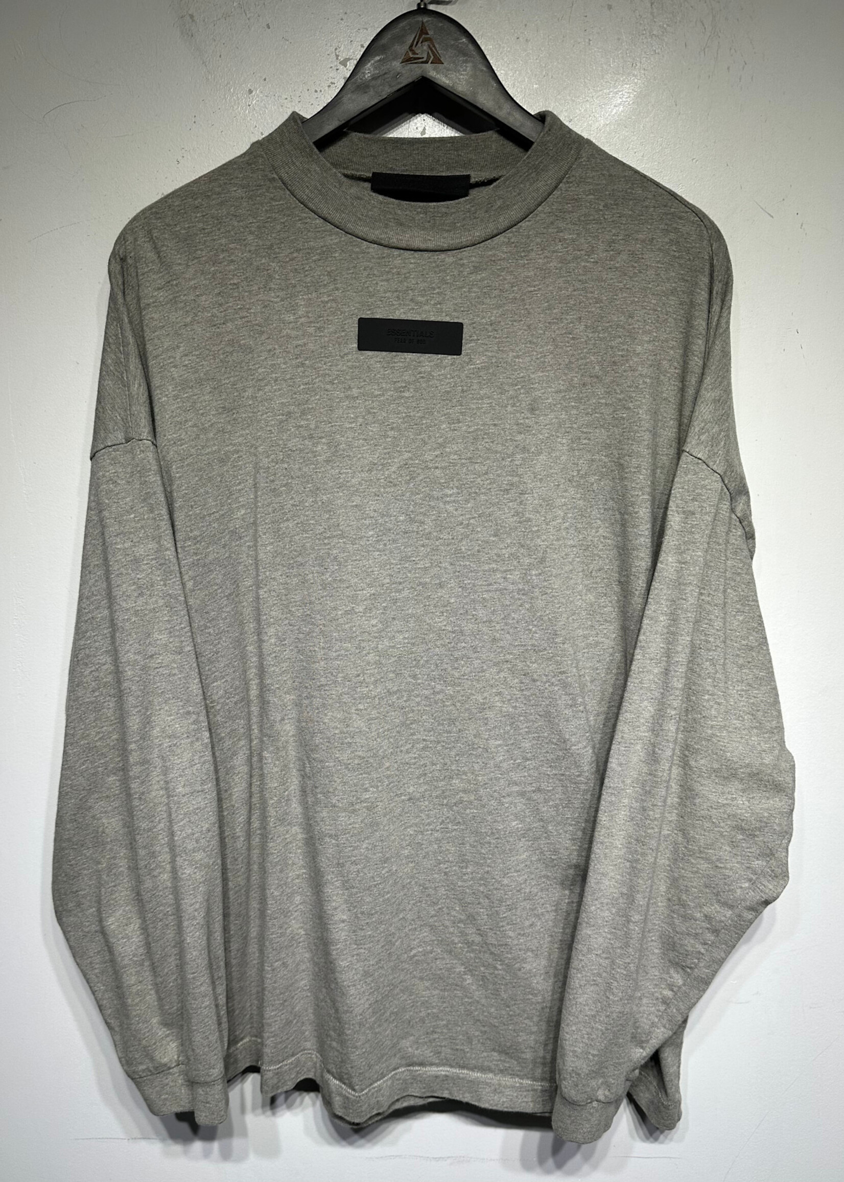 Essentials Heather Grey Rubber Logo LS M