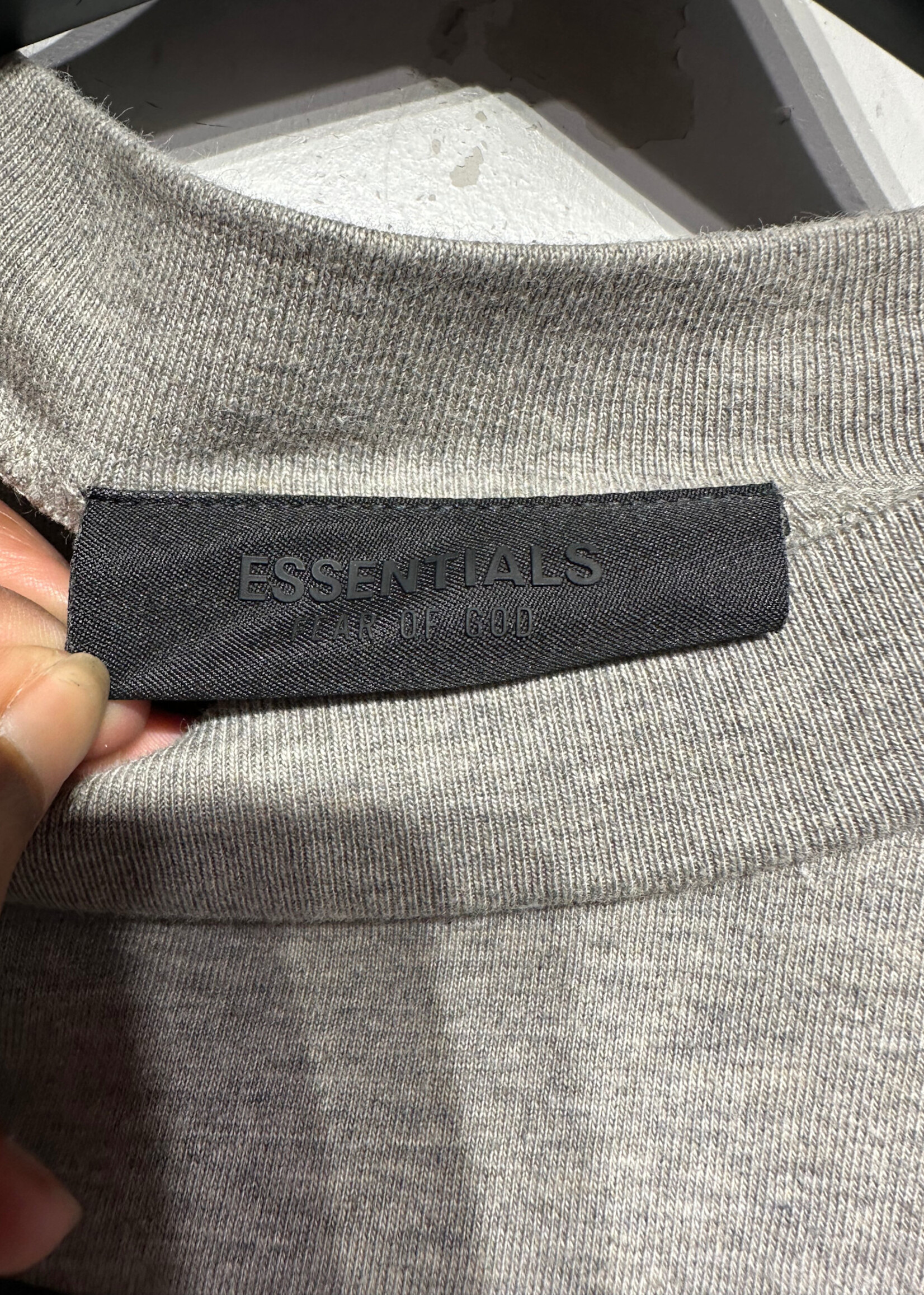 Essentials Heather Grey Rubber Logo LS M