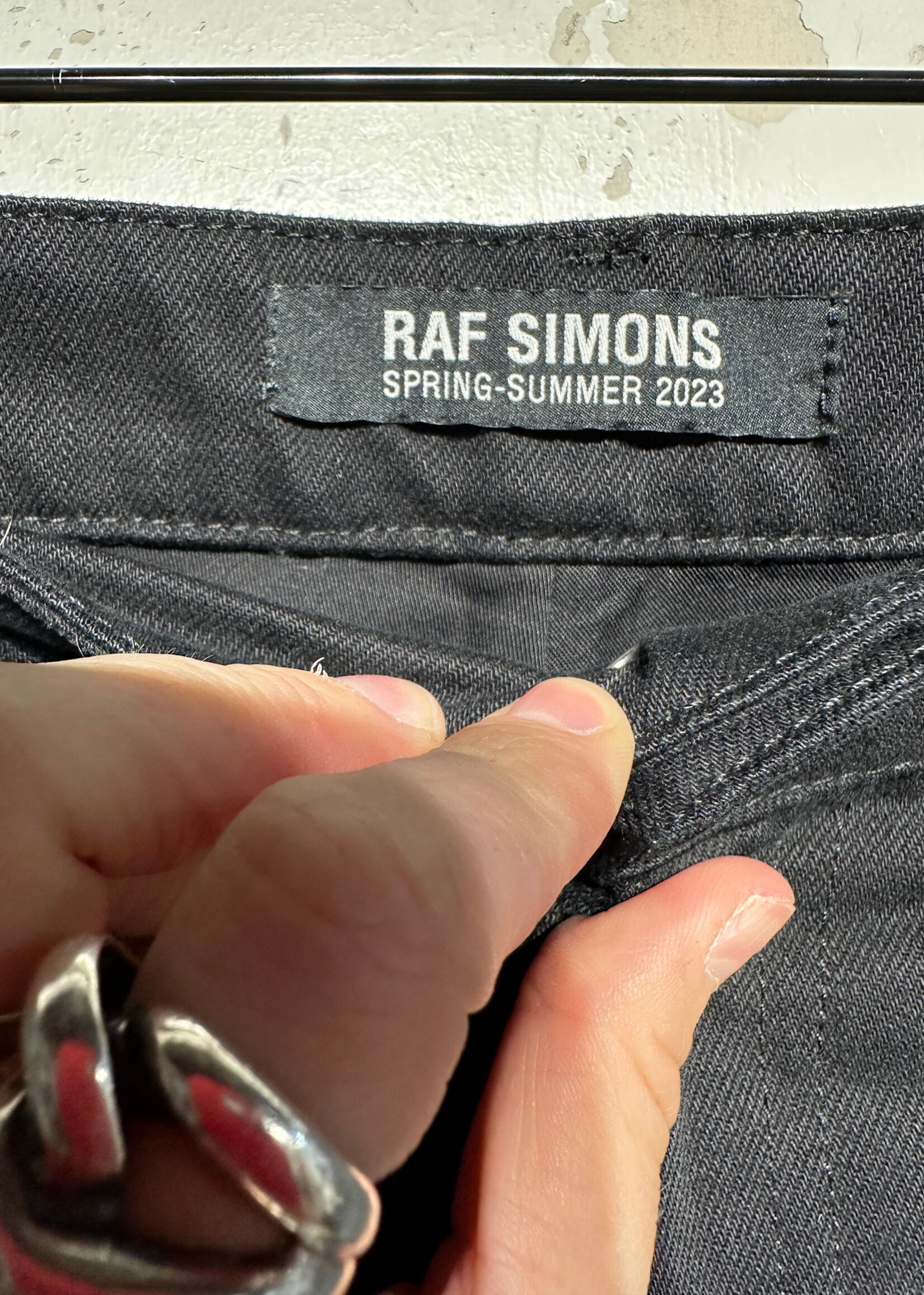 Raf Simons SS23 Black Destroyed Double Layer Denim Masc 36