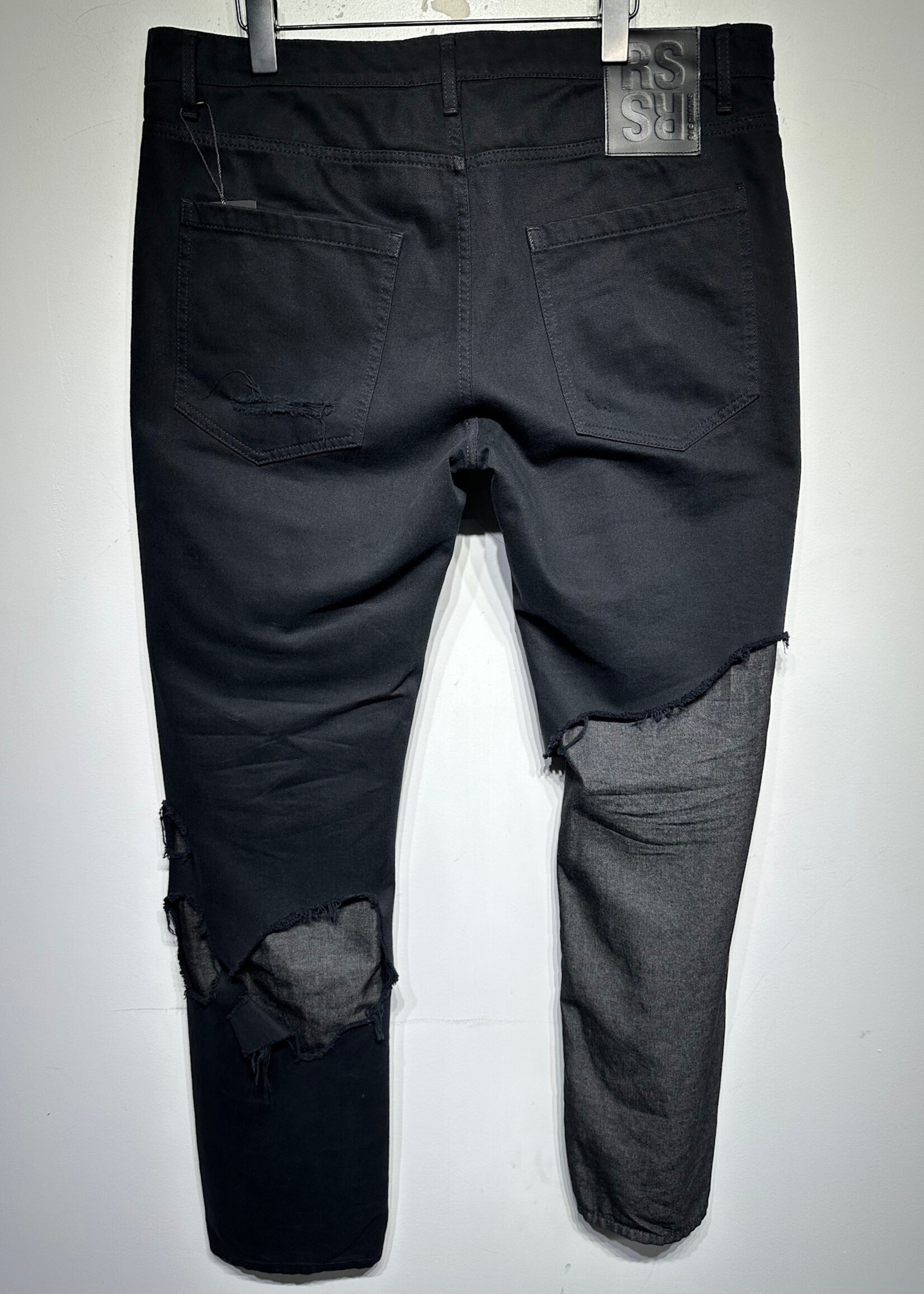 Raf Simons SS23 Black Destroyed Double Layer Denim Masc 36
