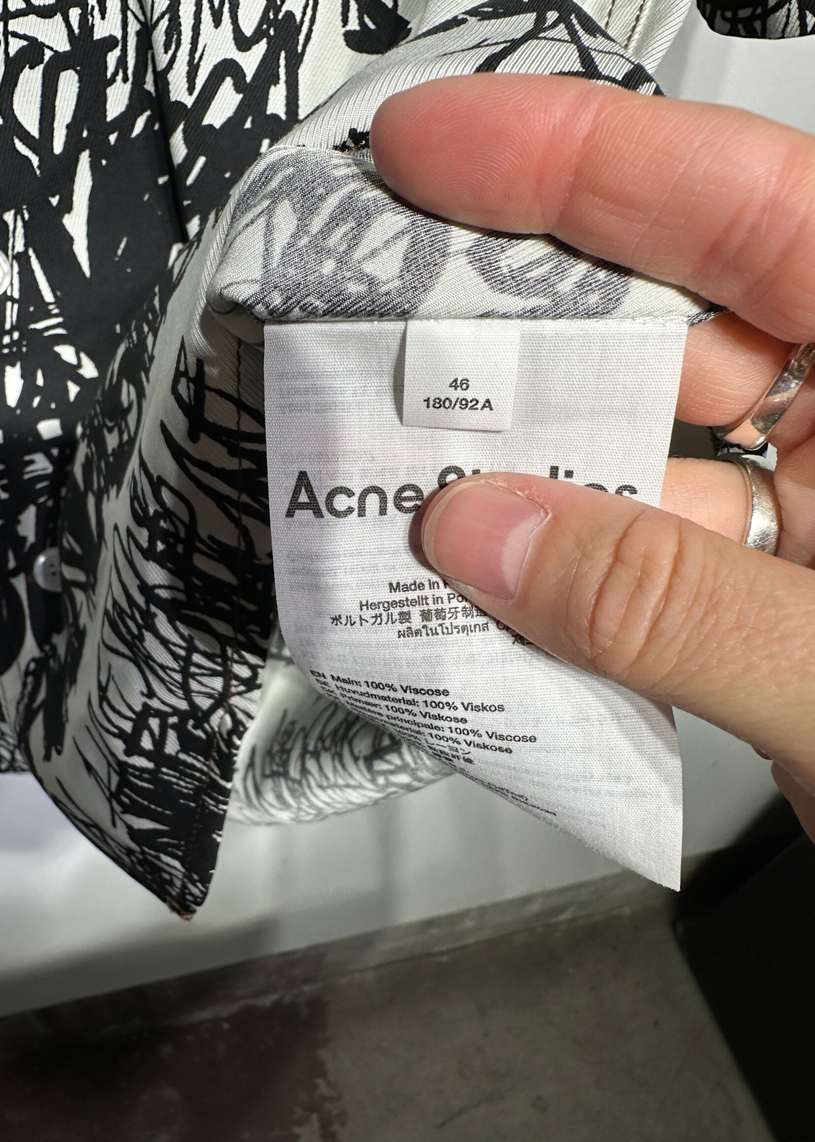 NWT Acne White Scribble B/U 46/L