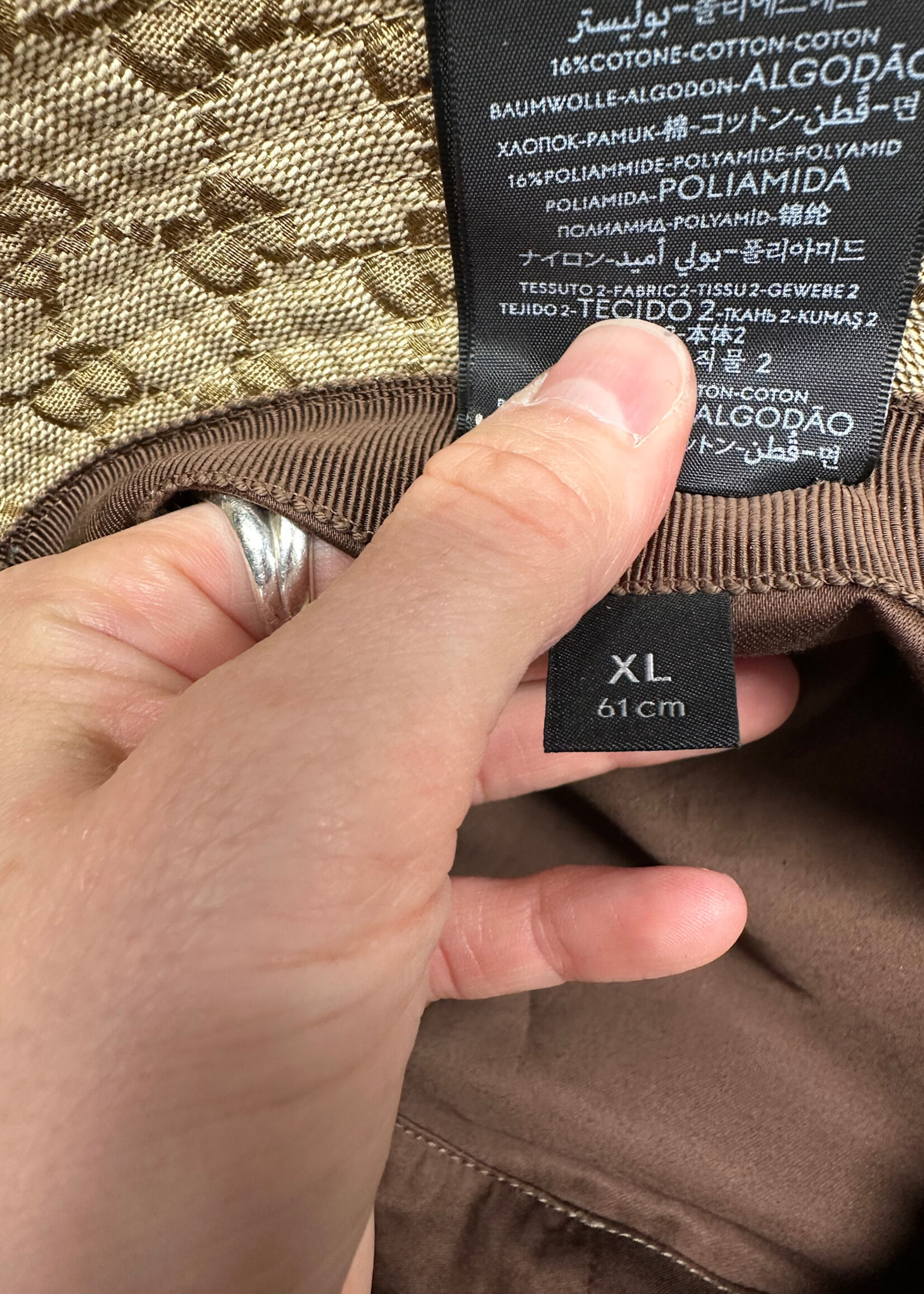 Gucci Monogram Canvas Bucket Hat w Web