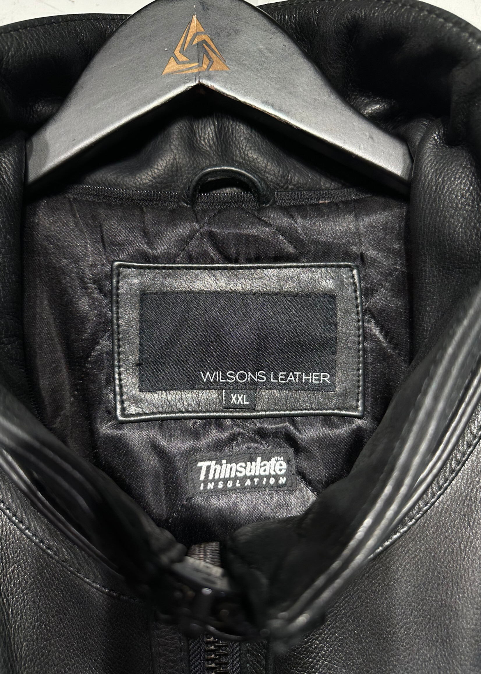 Wilsons Leather Black Moto Buckle Neck Jacket Masc XXL