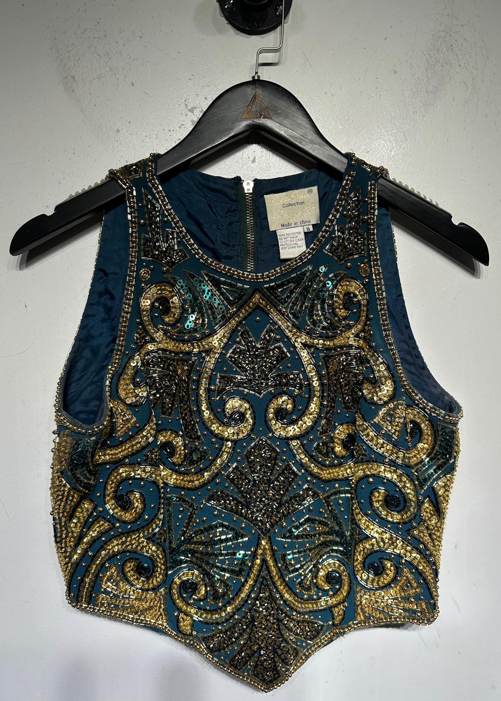 Bella Diosa Teal Sequin Top M As Is