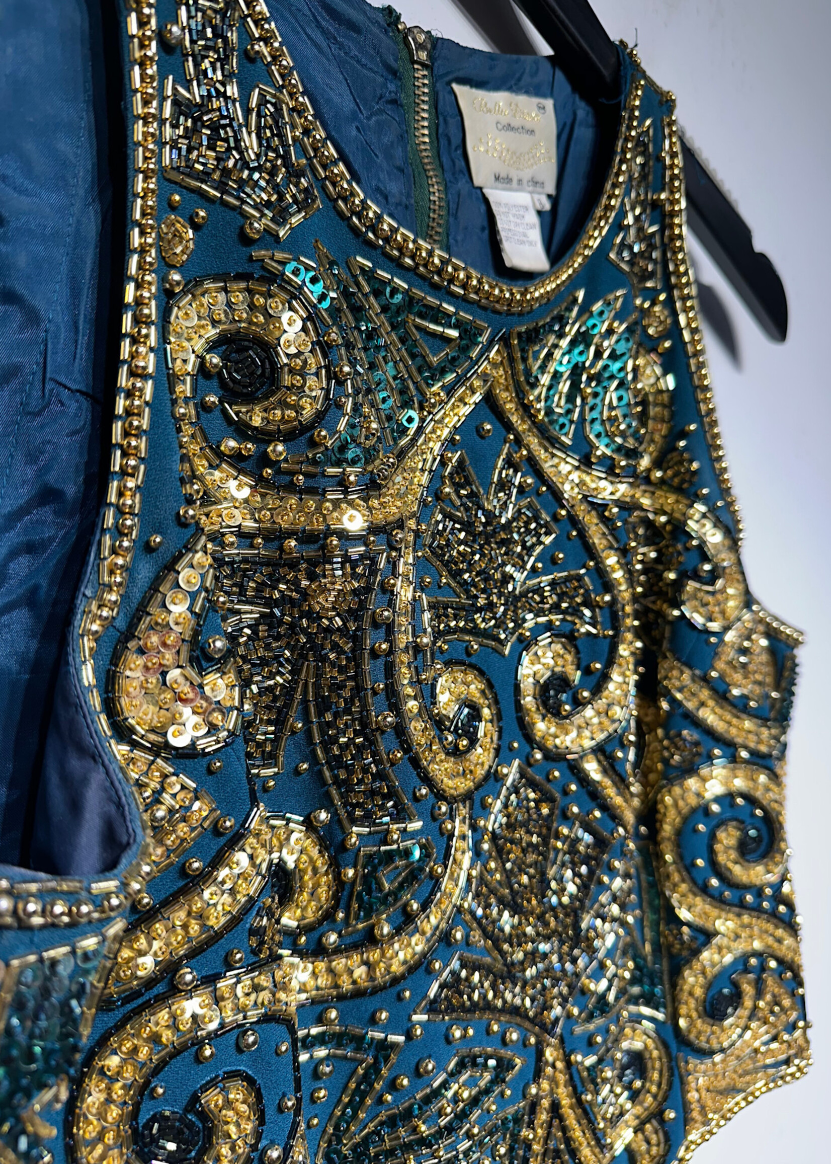 Bella Diosa Teal Sequin Top M As Is
