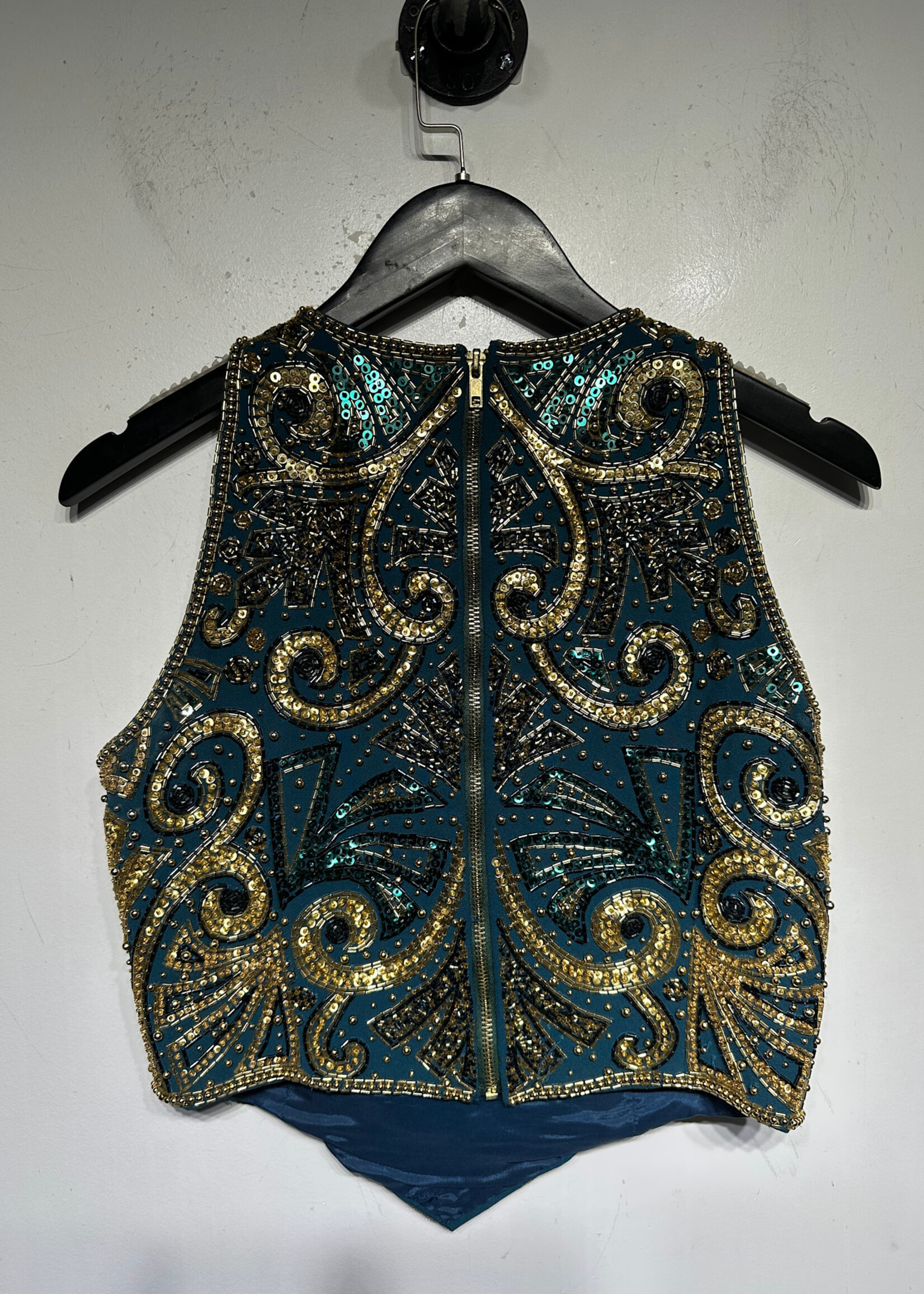 Bella Diosa Teal Sequin Top M As Is
