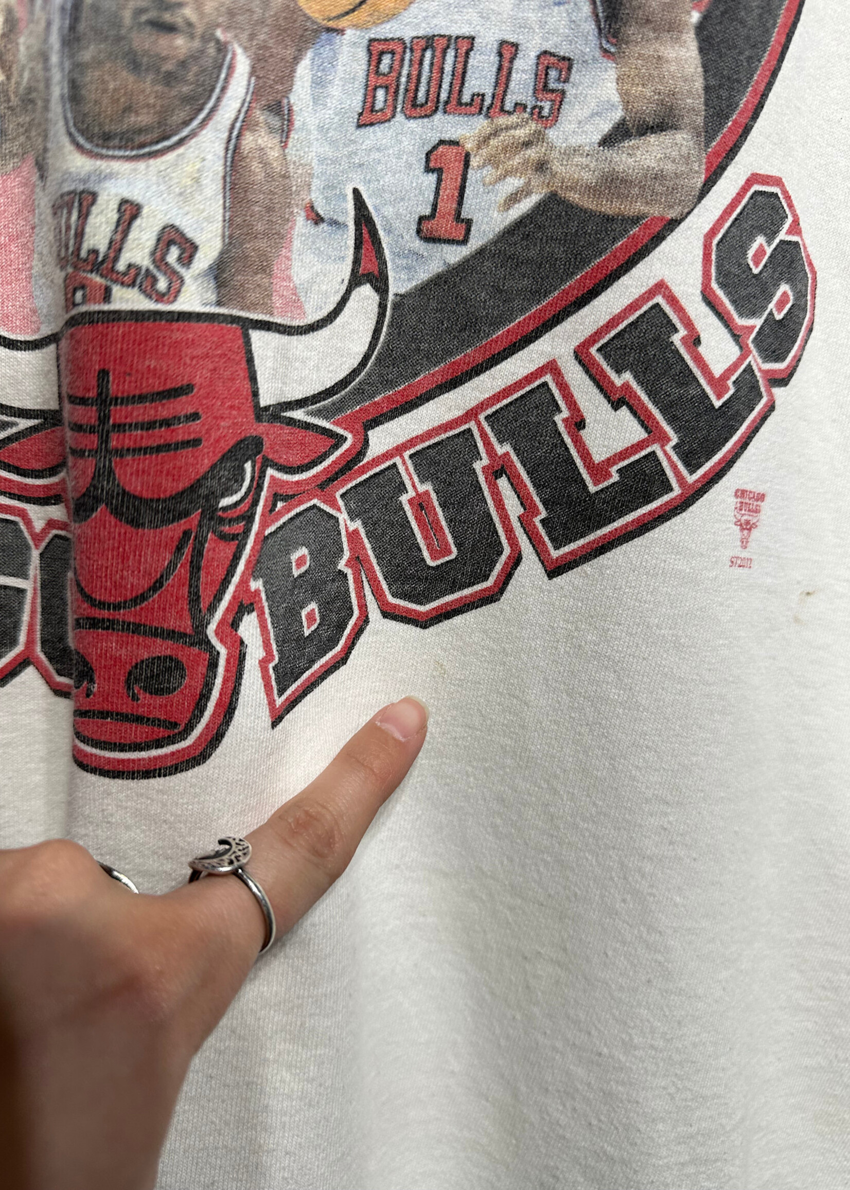 1997 Chicago Bulls White NBA Finals Tee Masc L AS IS