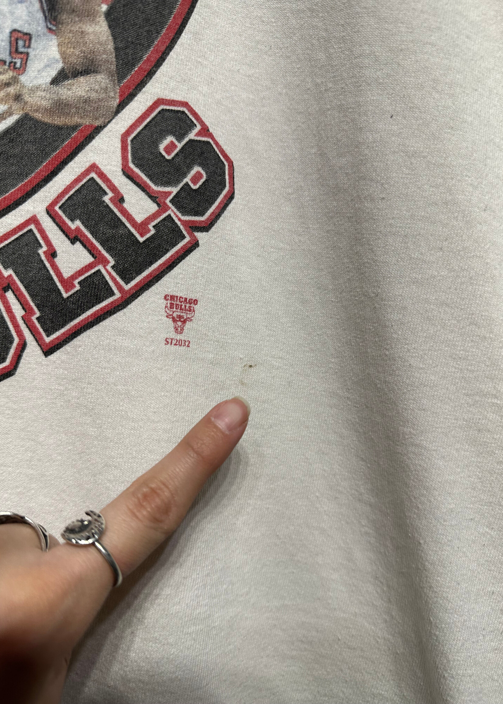 1997 Chicago Bulls White NBA Finals Tee Masc L AS IS