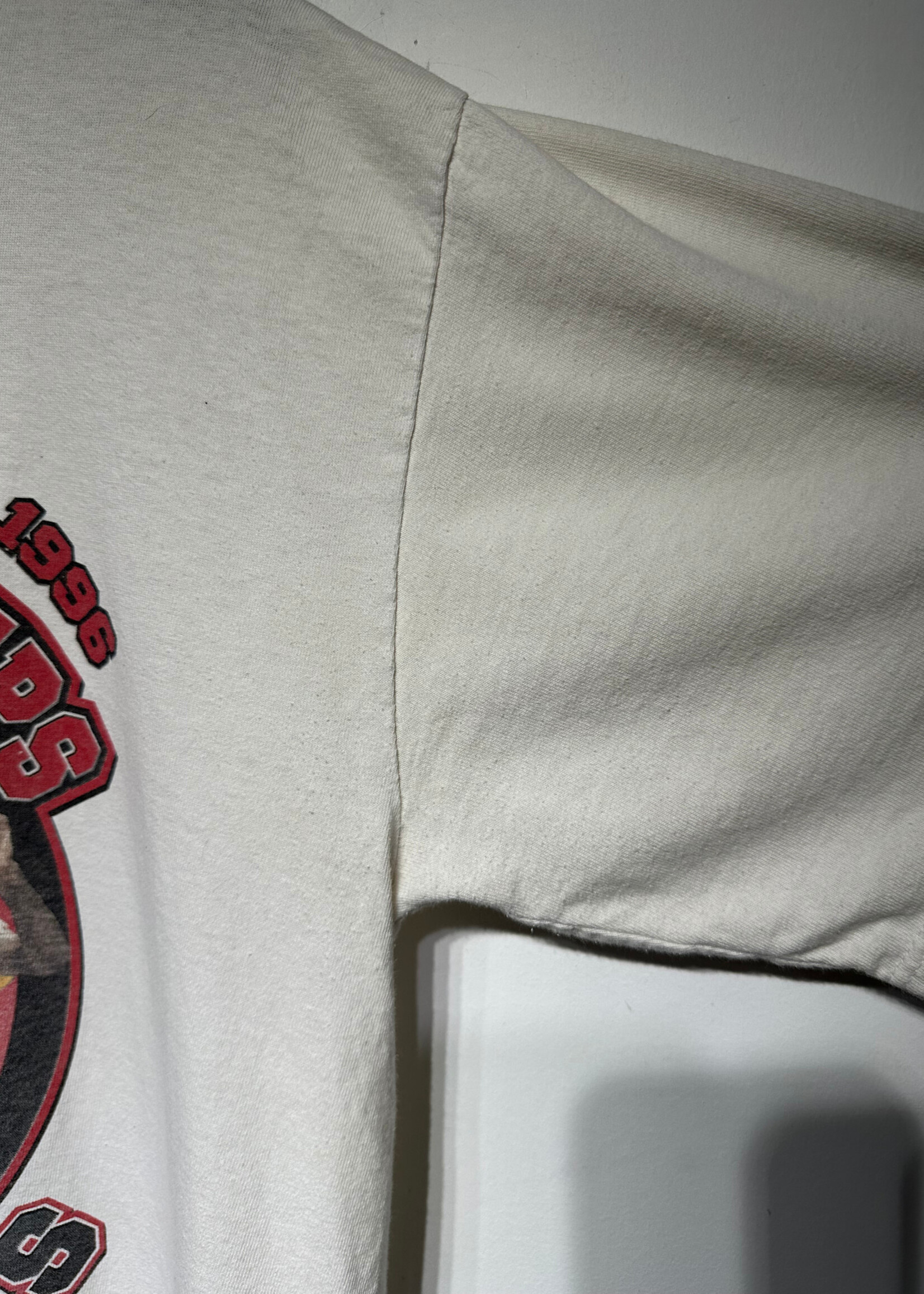 1997 Chicago Bulls White NBA Finals Tee Masc L AS IS