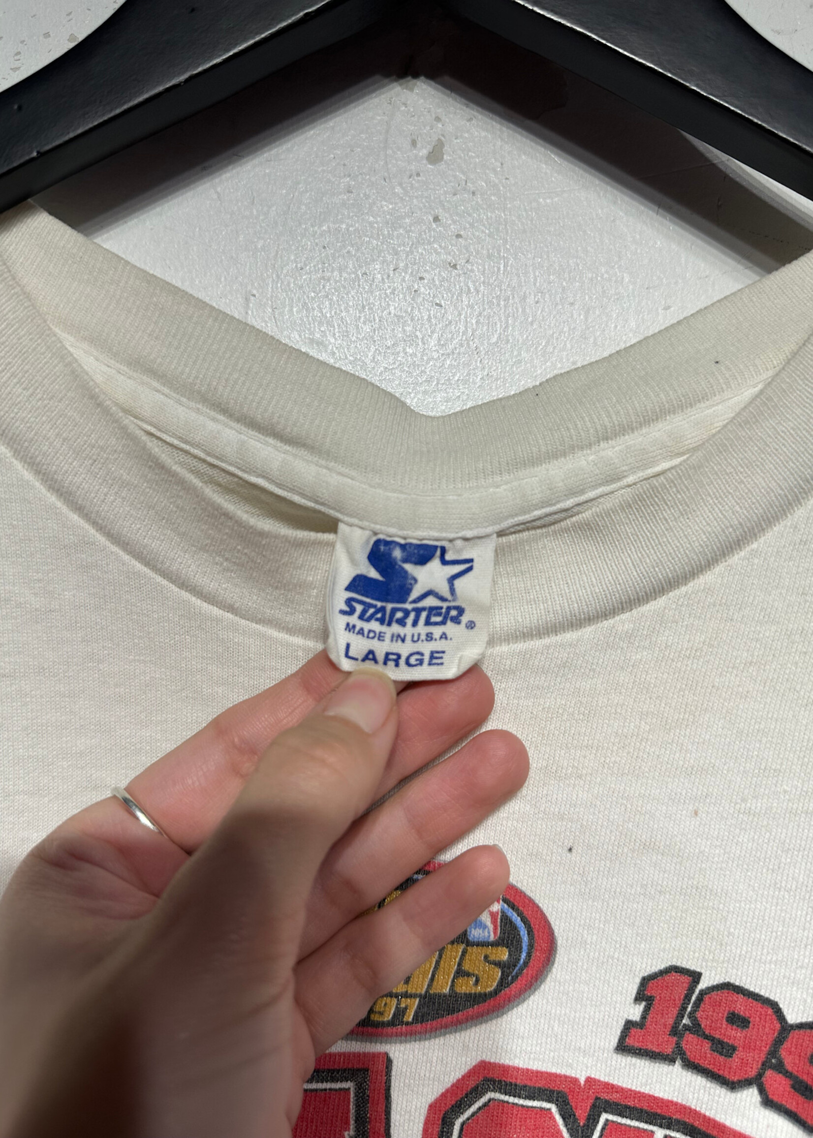 1997 Chicago Bulls White NBA Finals Tee Masc L AS IS