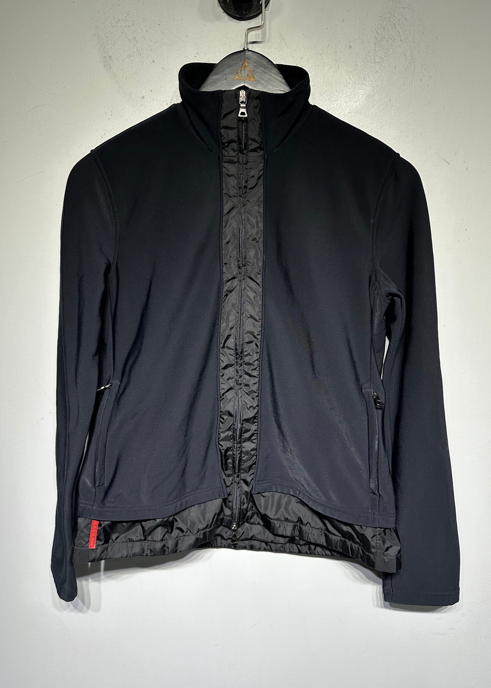 Prada Black Nylon Cropped Jacket Fem S AS IS