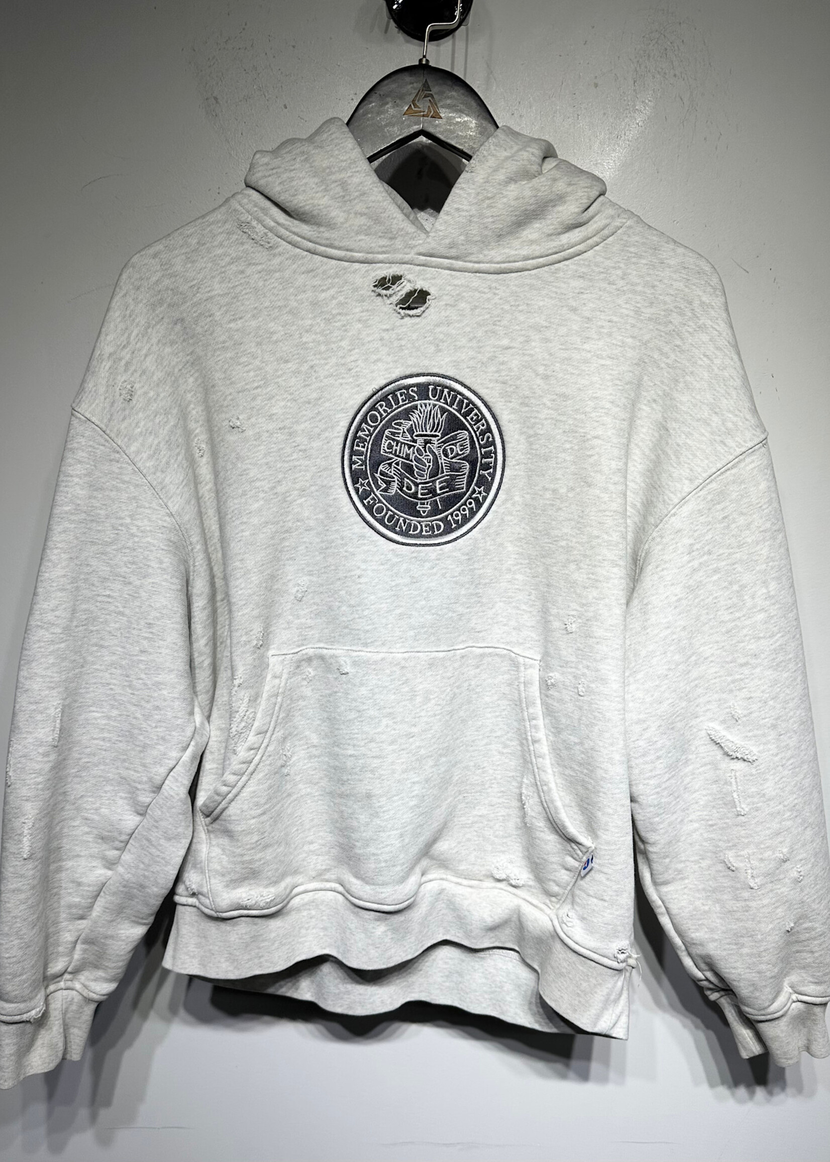HMDD Grey 'Memories' Distressed Hoodie M As Is