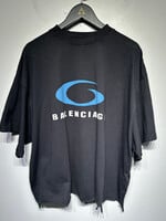 Balenciaga Cropped Black/Blue Logo Tee 4/XL