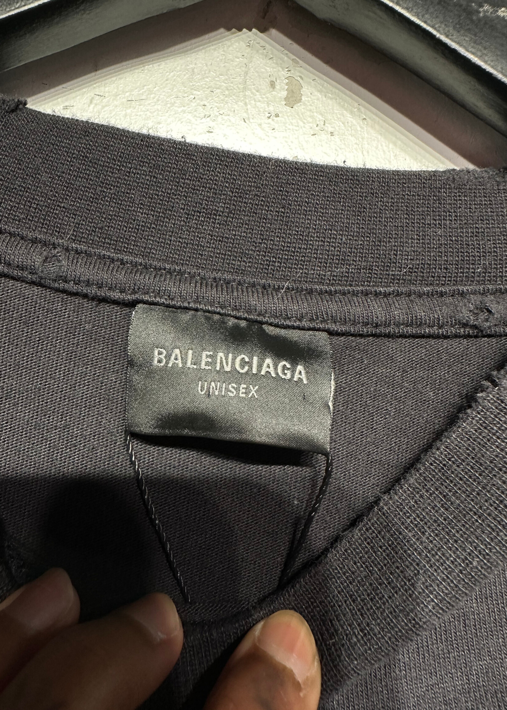 Balenciaga Cropped Black/Blue Logo Tee 4/XL