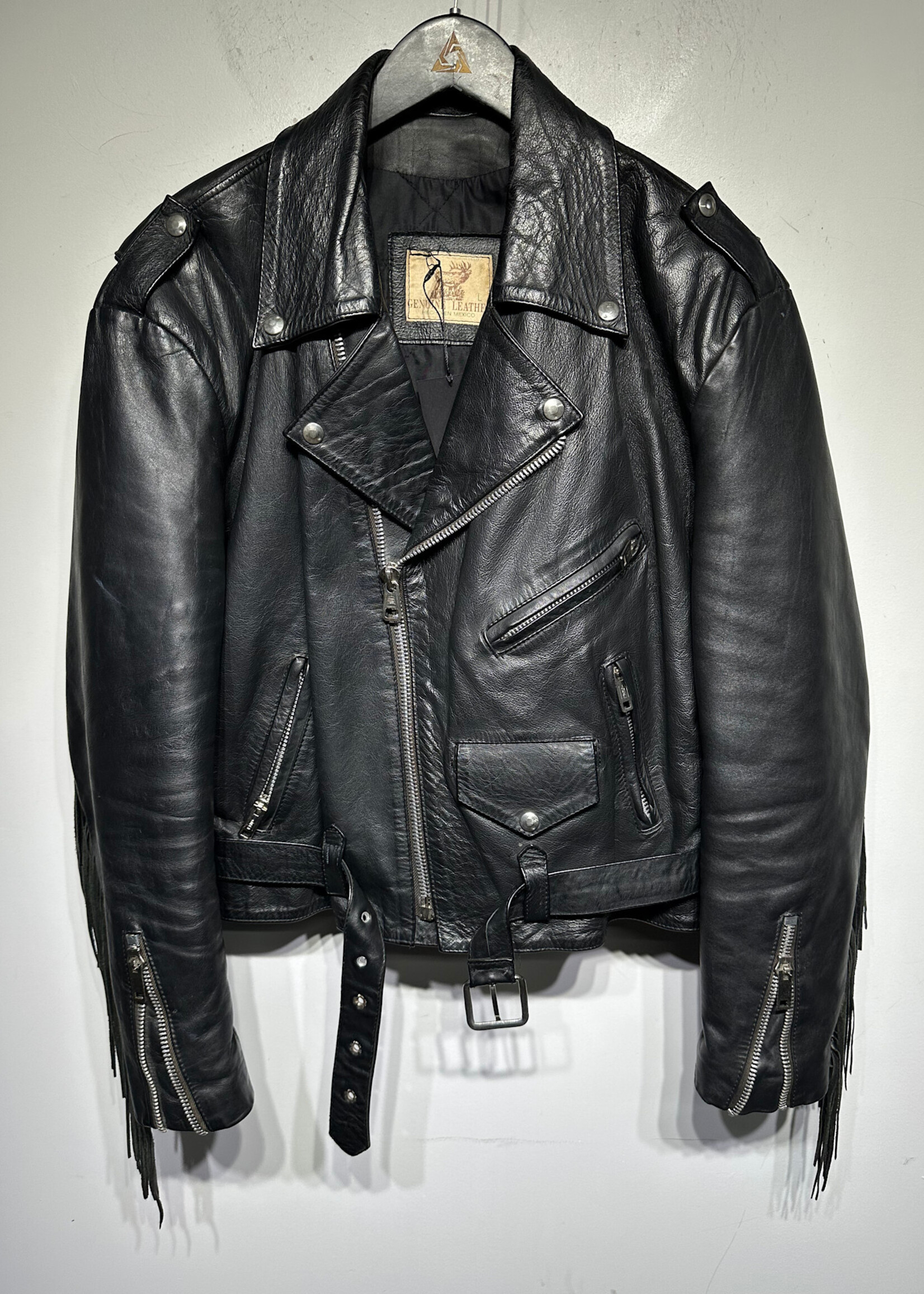 Genuine Leather Hecho en Mexico Black Fringe Jacket L