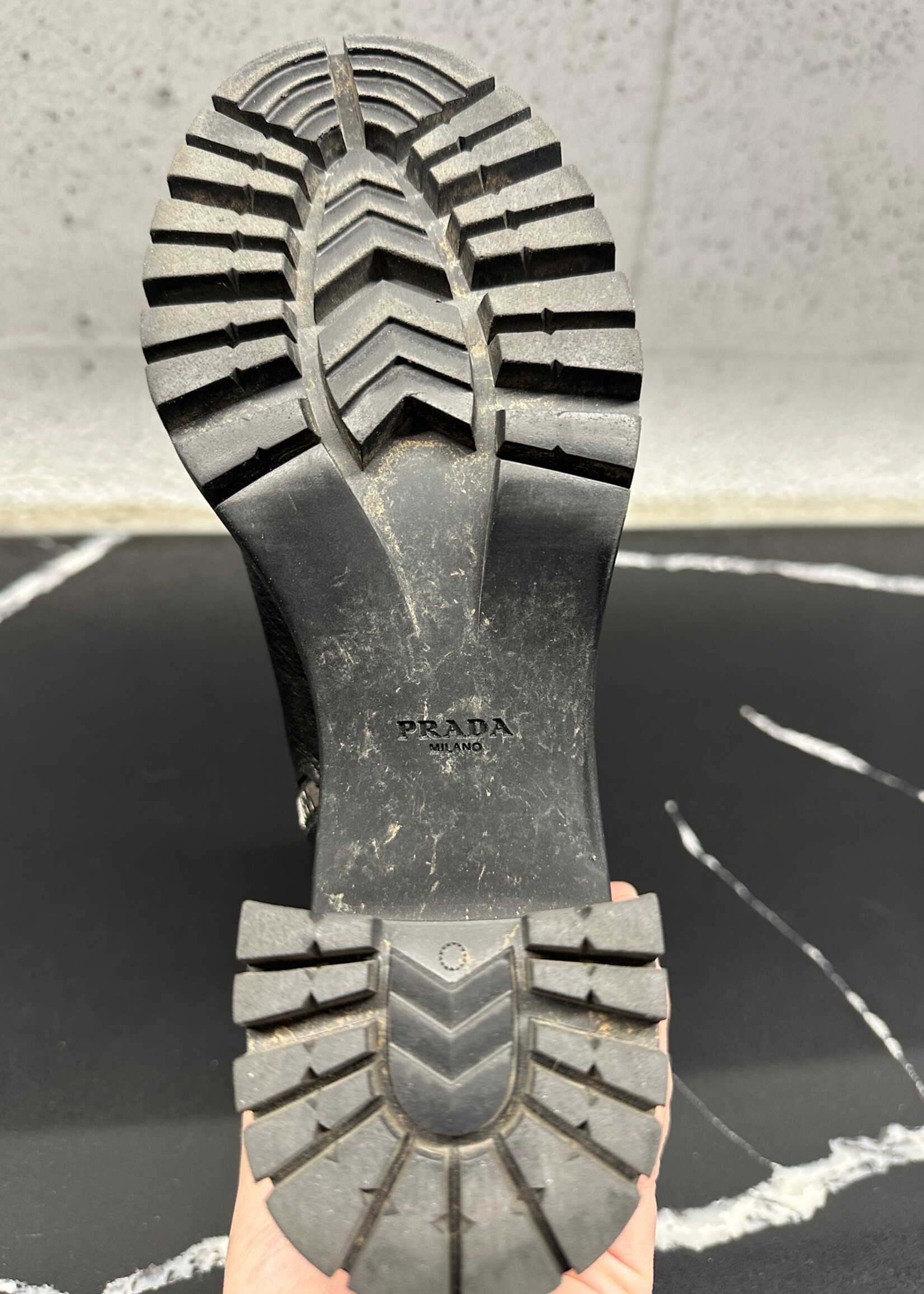Prada Stack Sole Black Side Zip Boots 35/5