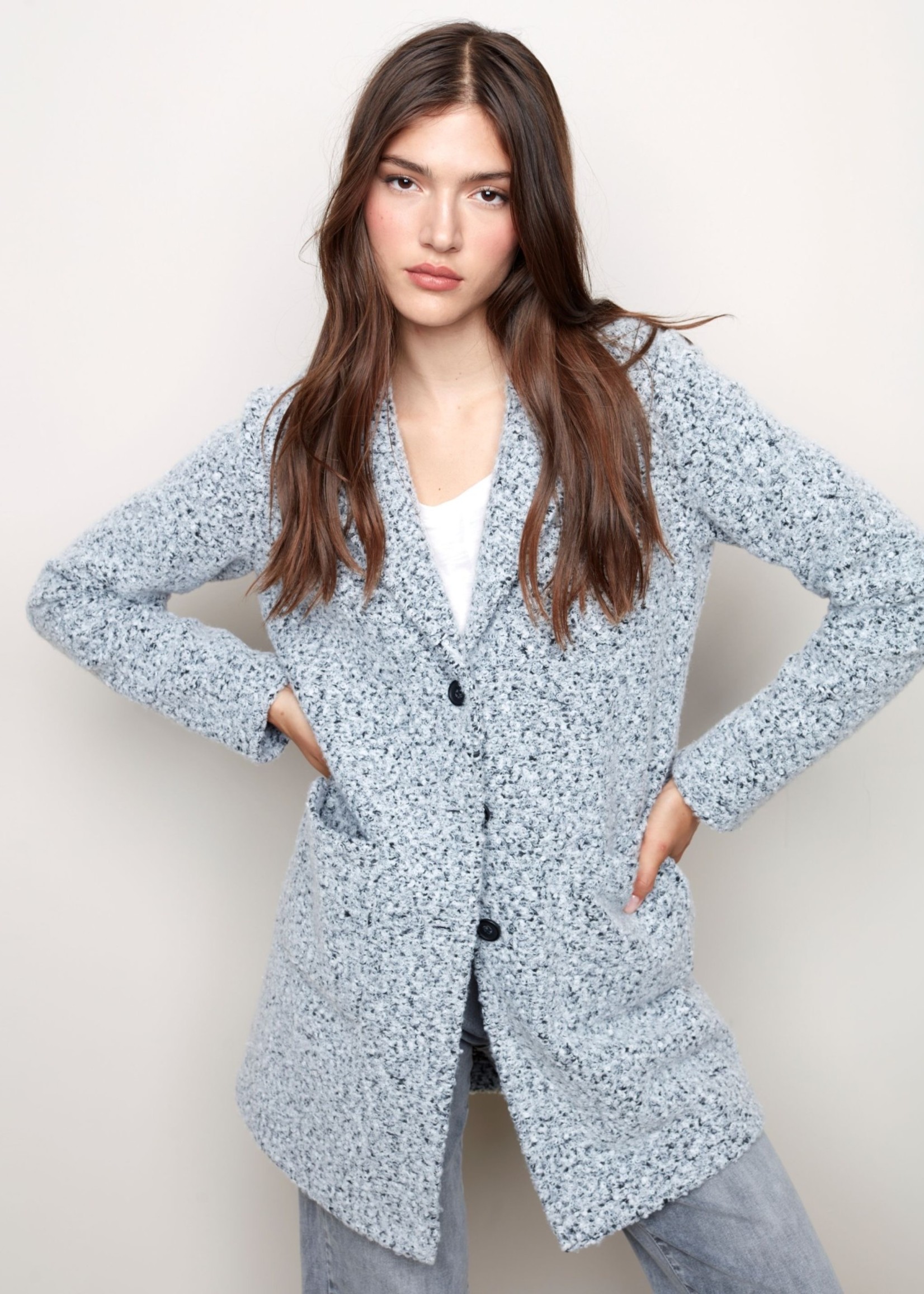 Charlie B Charlie B - Boucle Knit Tailored Collar Coat