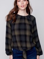 Charlie B Charlie B - Raglan Sleeve Plaid Blouse