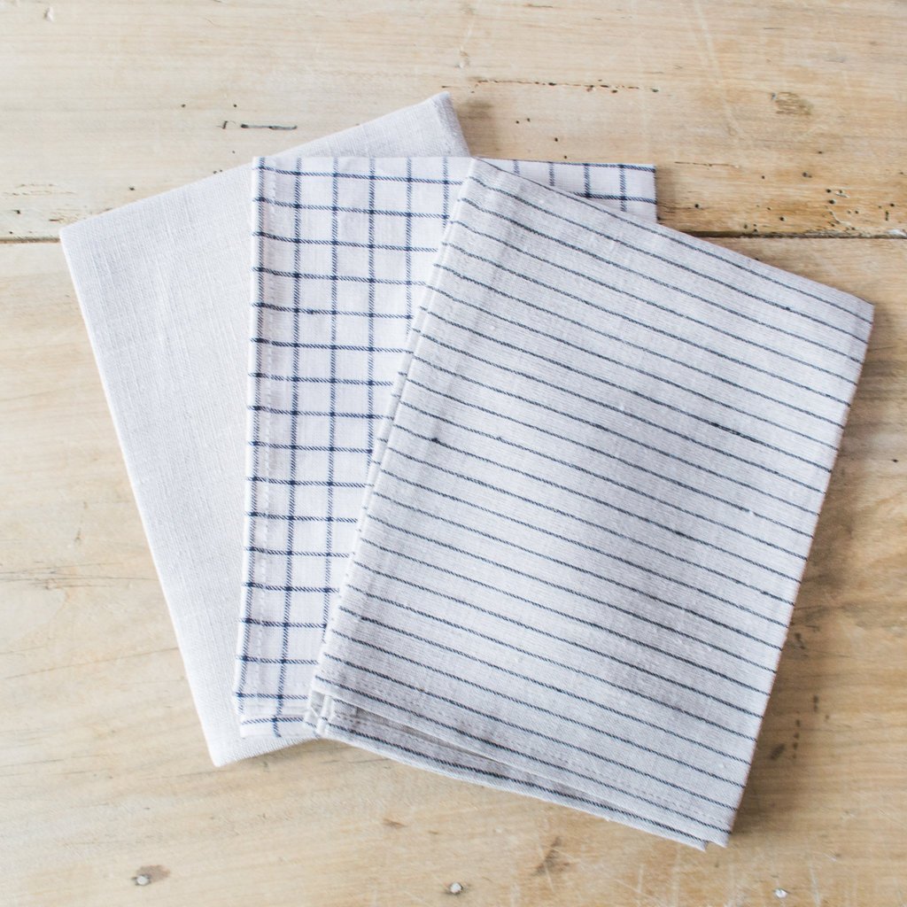 Linen Kitchen Towel - Black Checkered - Olive + Rose