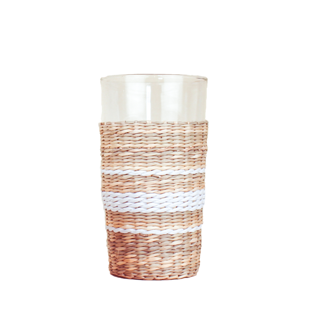 Seagrass Cage Highball with White Stripe