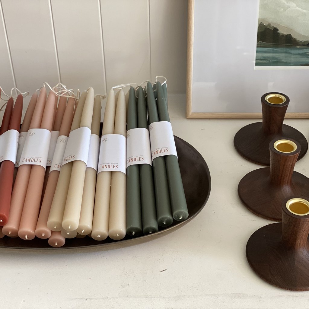 Dipped Taper Candles - Clay