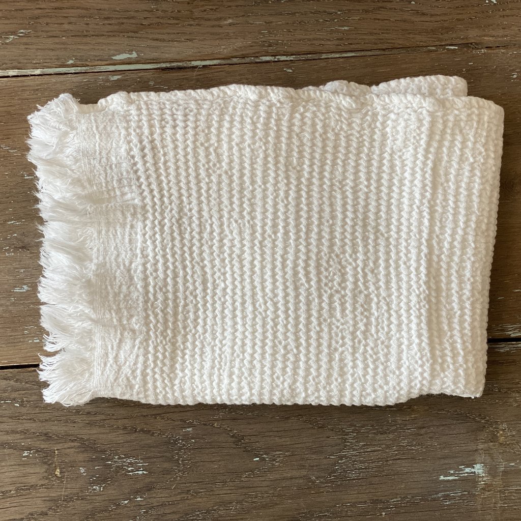 House No. 23 Ella Waffle Hand Towel - White