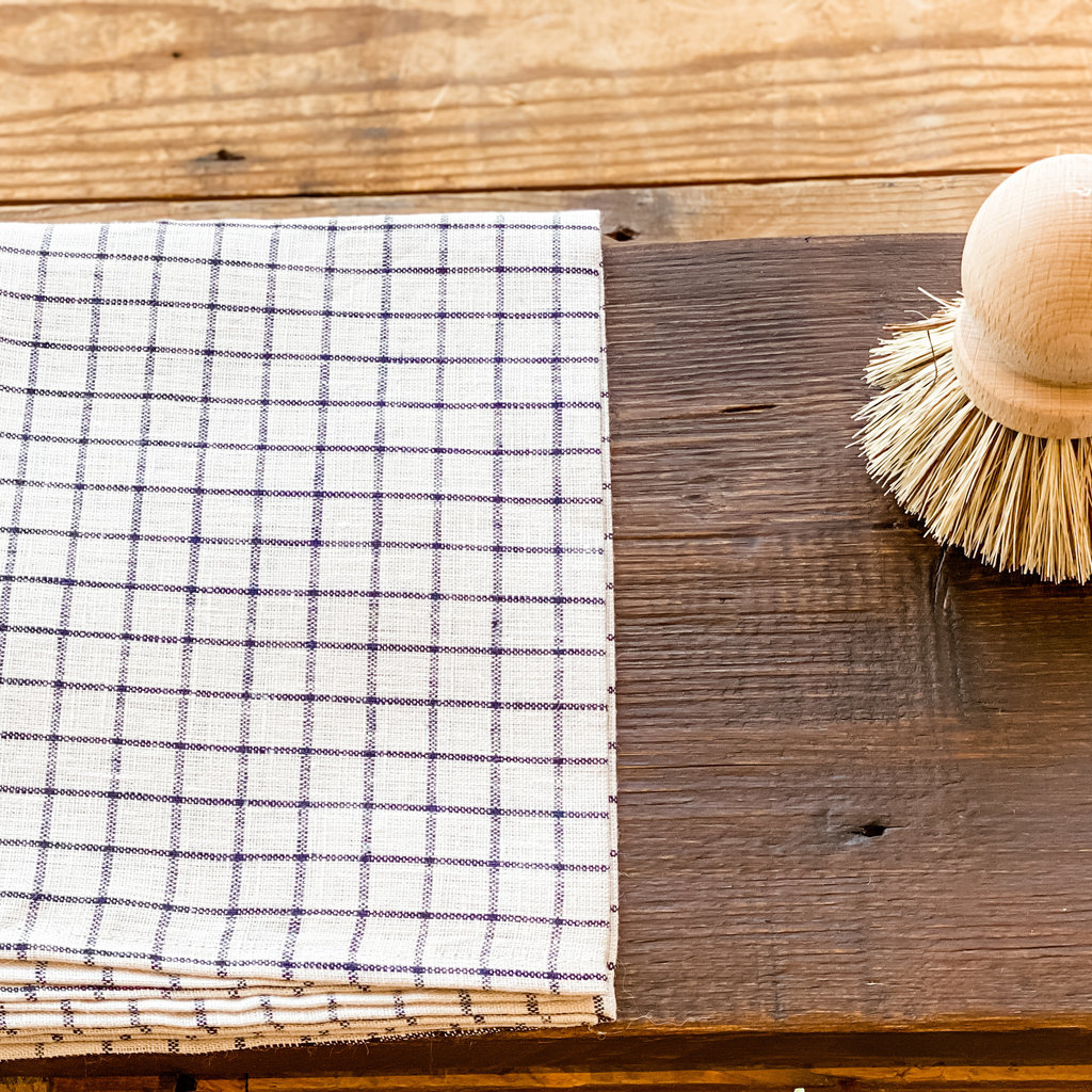 Linen Kitchen Towel in Plaid - Olive + Rose